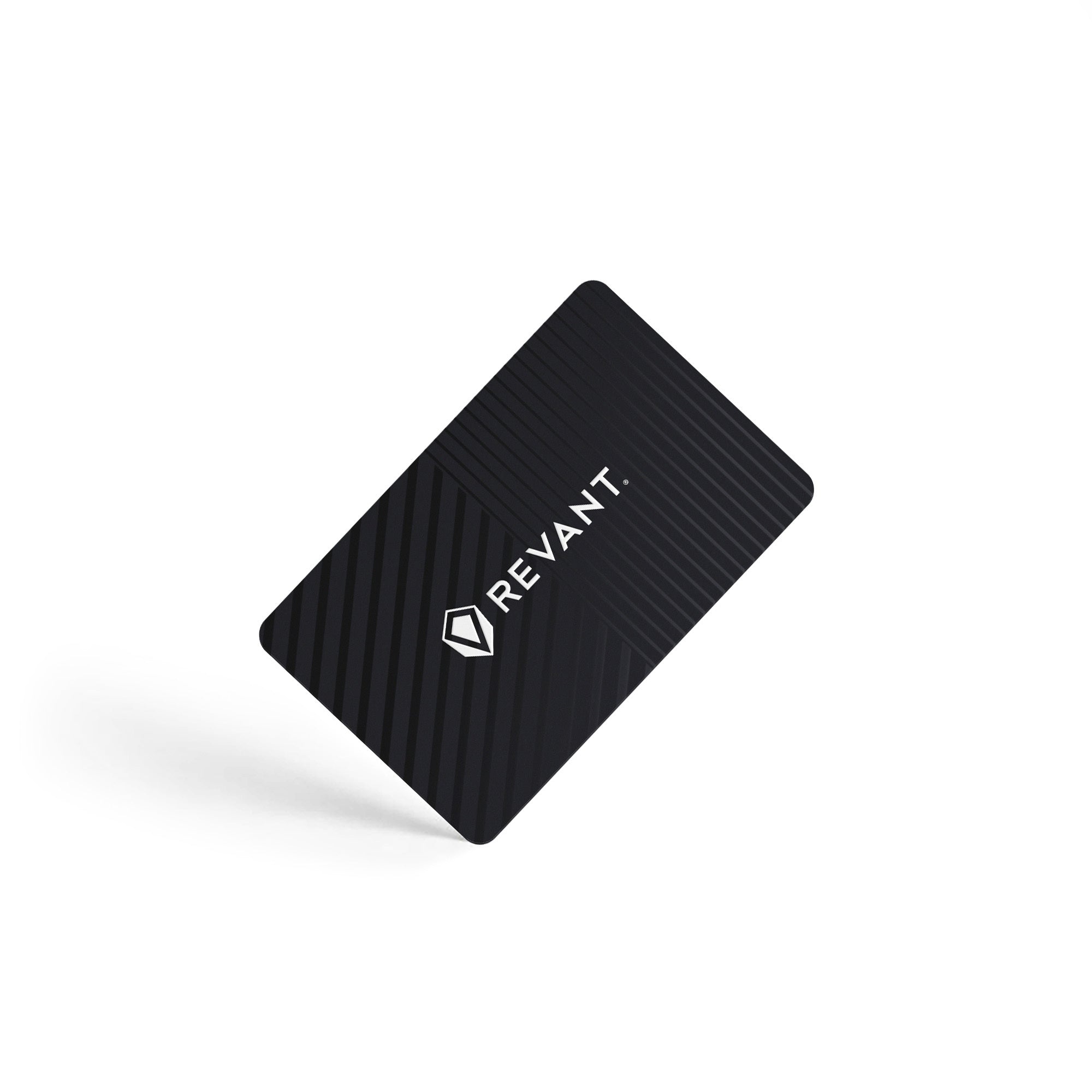 Black gift card with Revant's logo and the words Revant, against a white backdrop.
