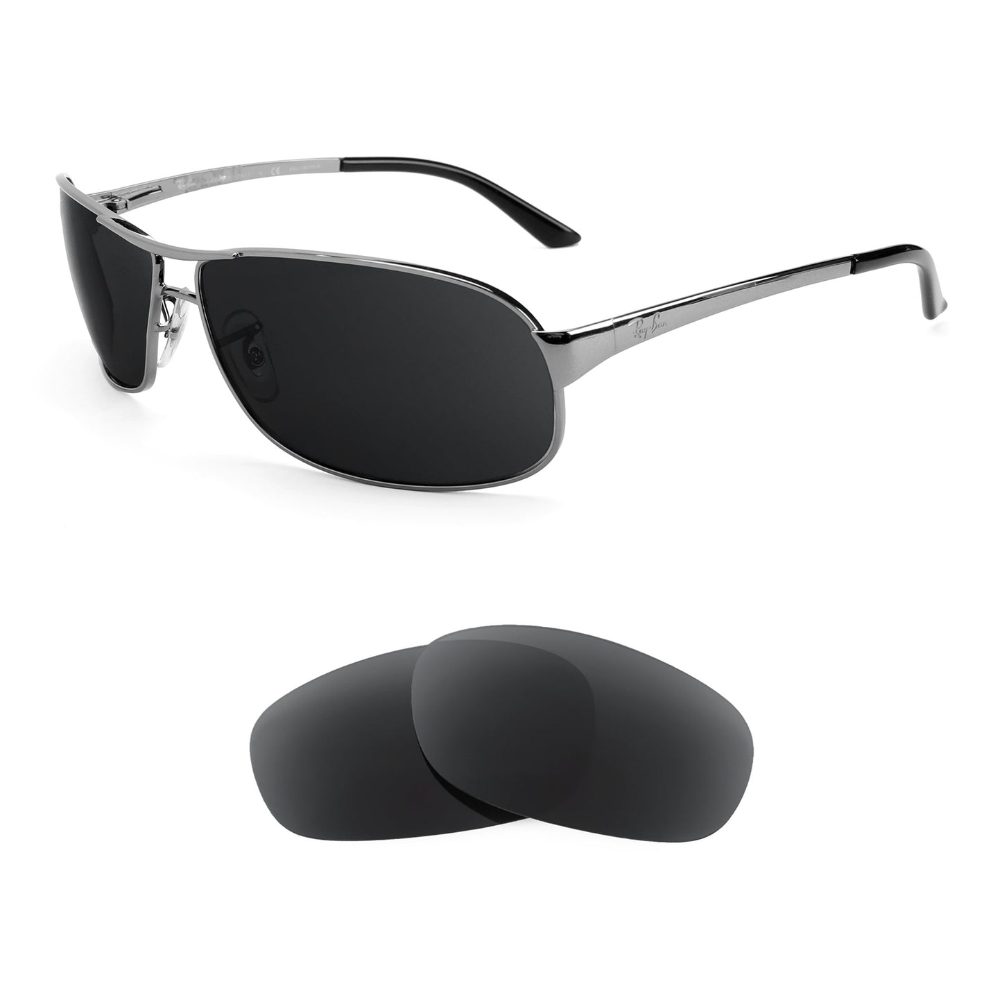 Ray-Ban RB3343 63mm sunglasses with replacement lenses