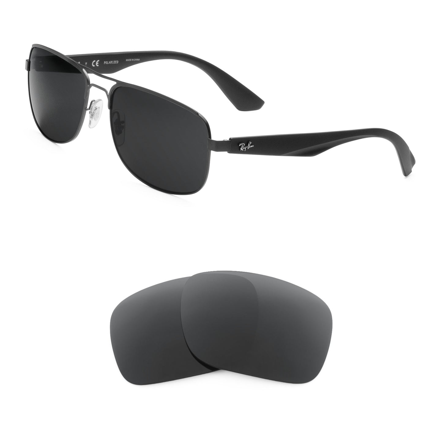 Ray-Ban RB3524 57mm sunglasses with replacement lenses
