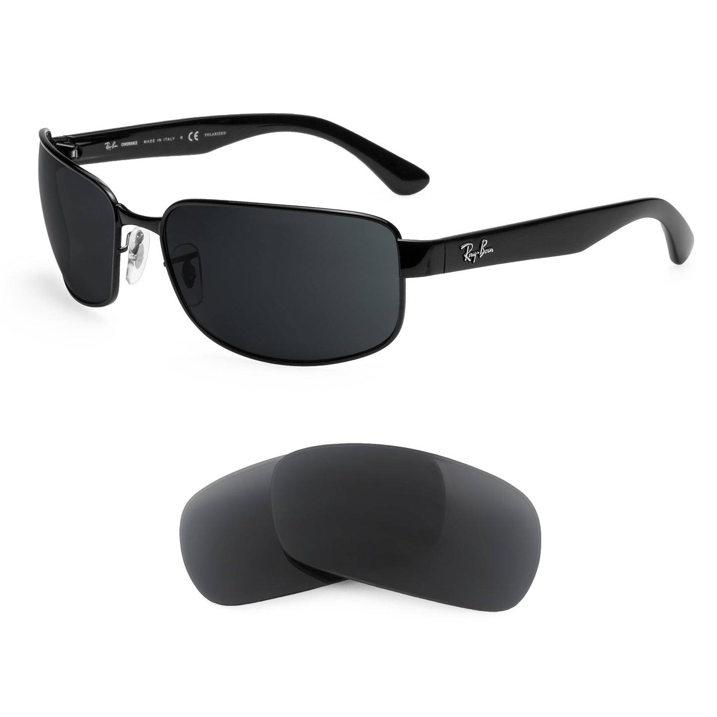 Ray-Ban RB3566 65mm sunglasses with replacement lenses