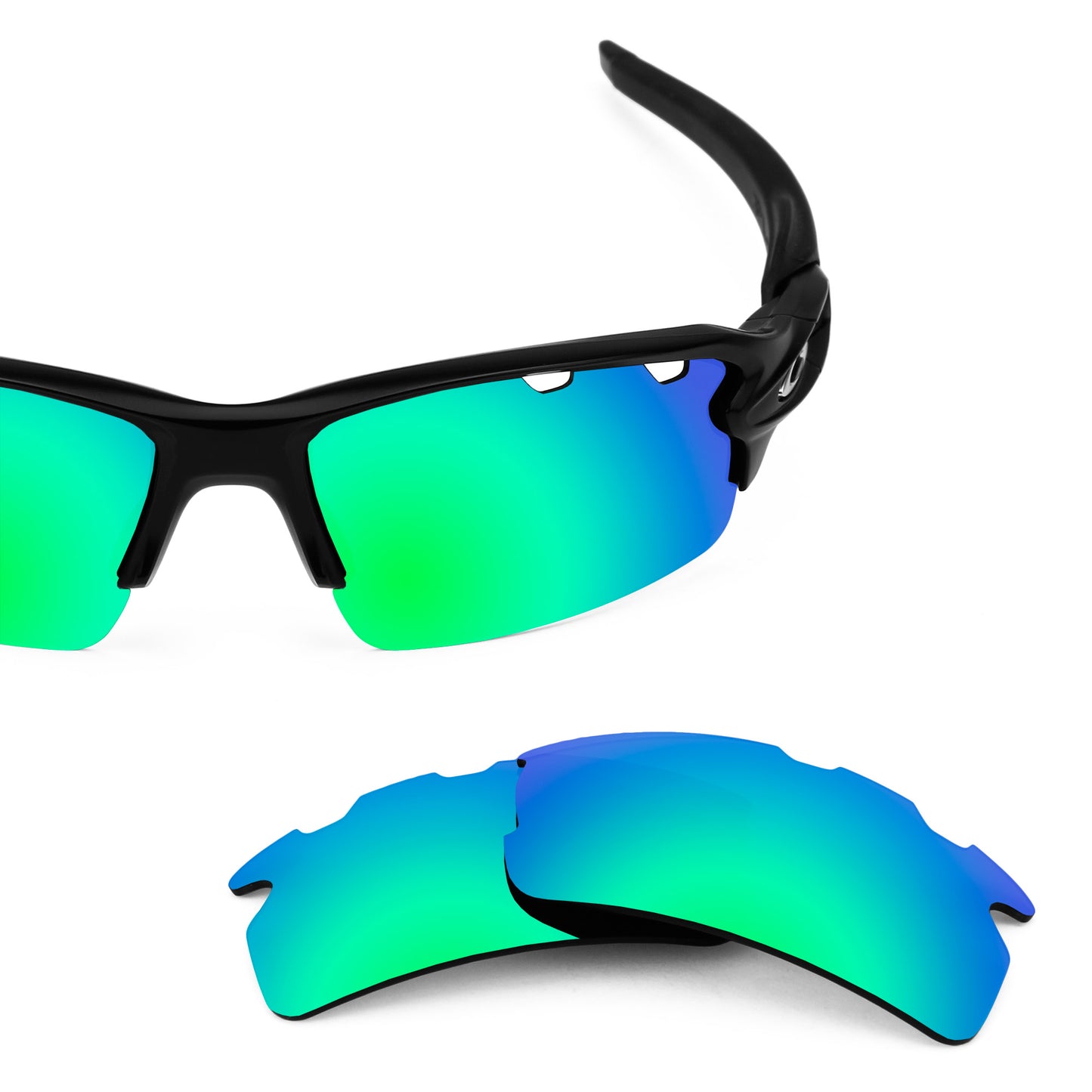 Revant replacement lenses for Oakley Flak 2.0 Vented (Low Bridge Fit) Polarized Emerald Green