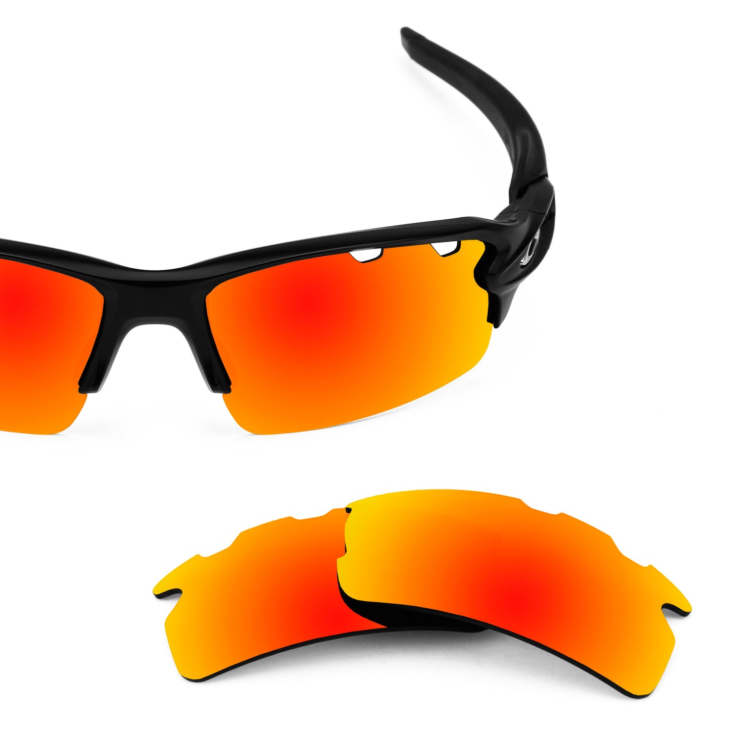 Revant replacement lenses for Oakley Flak 2.0 Vented (Low Bridge Fit) Non-Polarized Fire Red