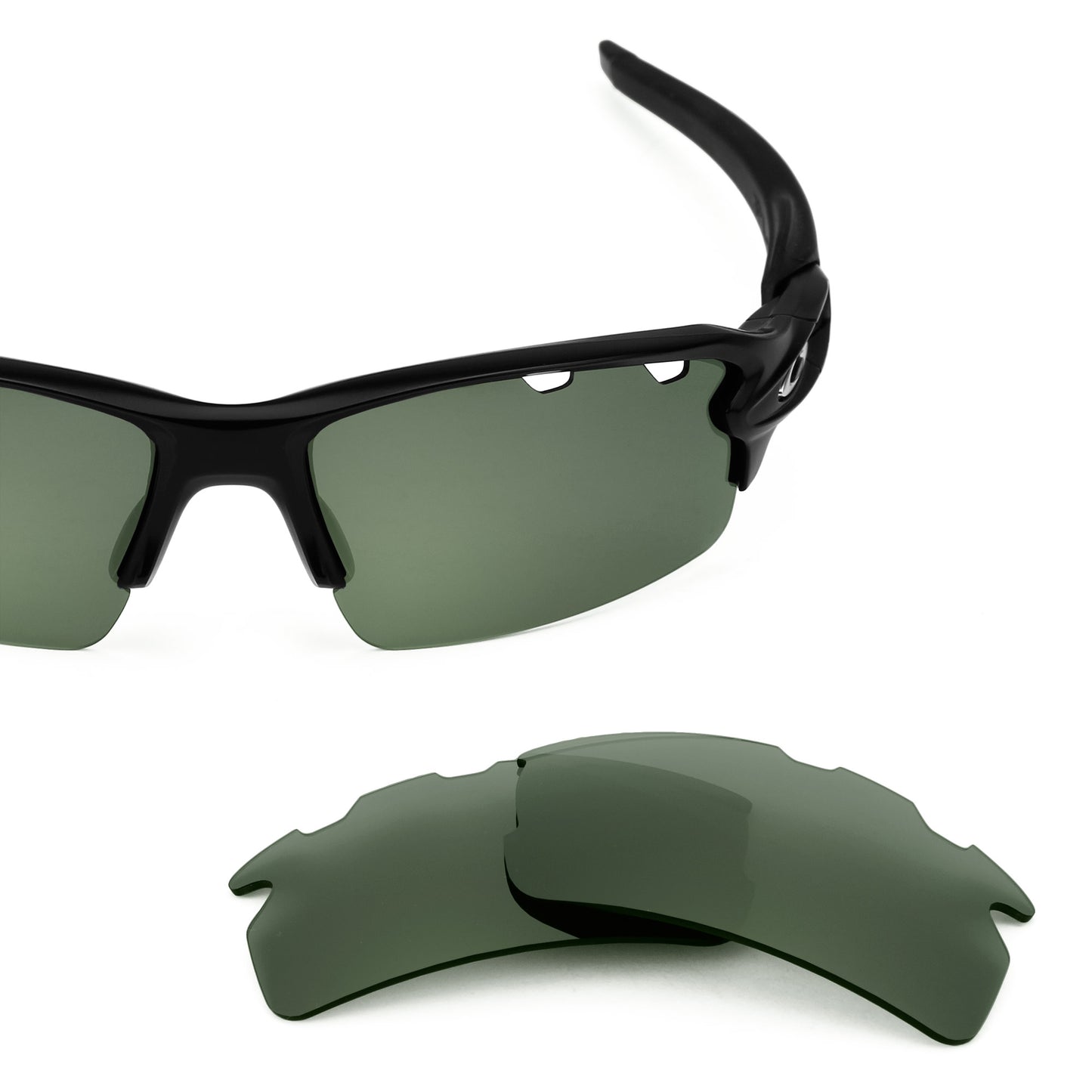 Revant replacement lenses for Oakley Flak 2.0 Vented (Low Bridge Fit) Elite Polarized Gray Green