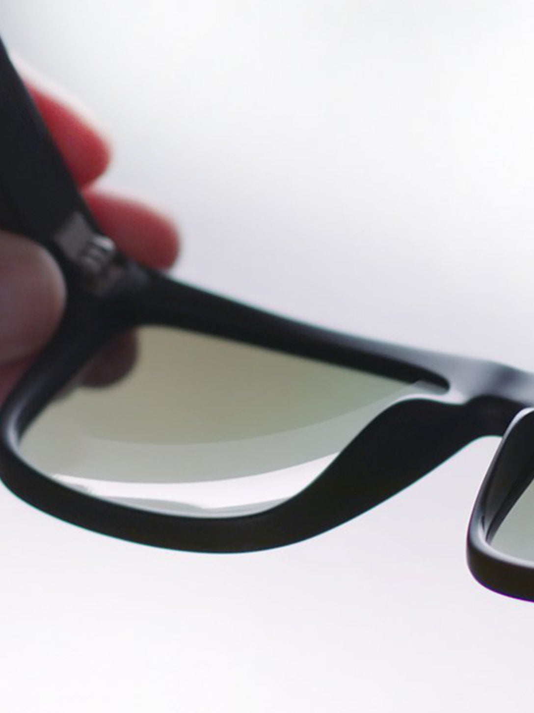 Lenses being inspected for quality in the frame