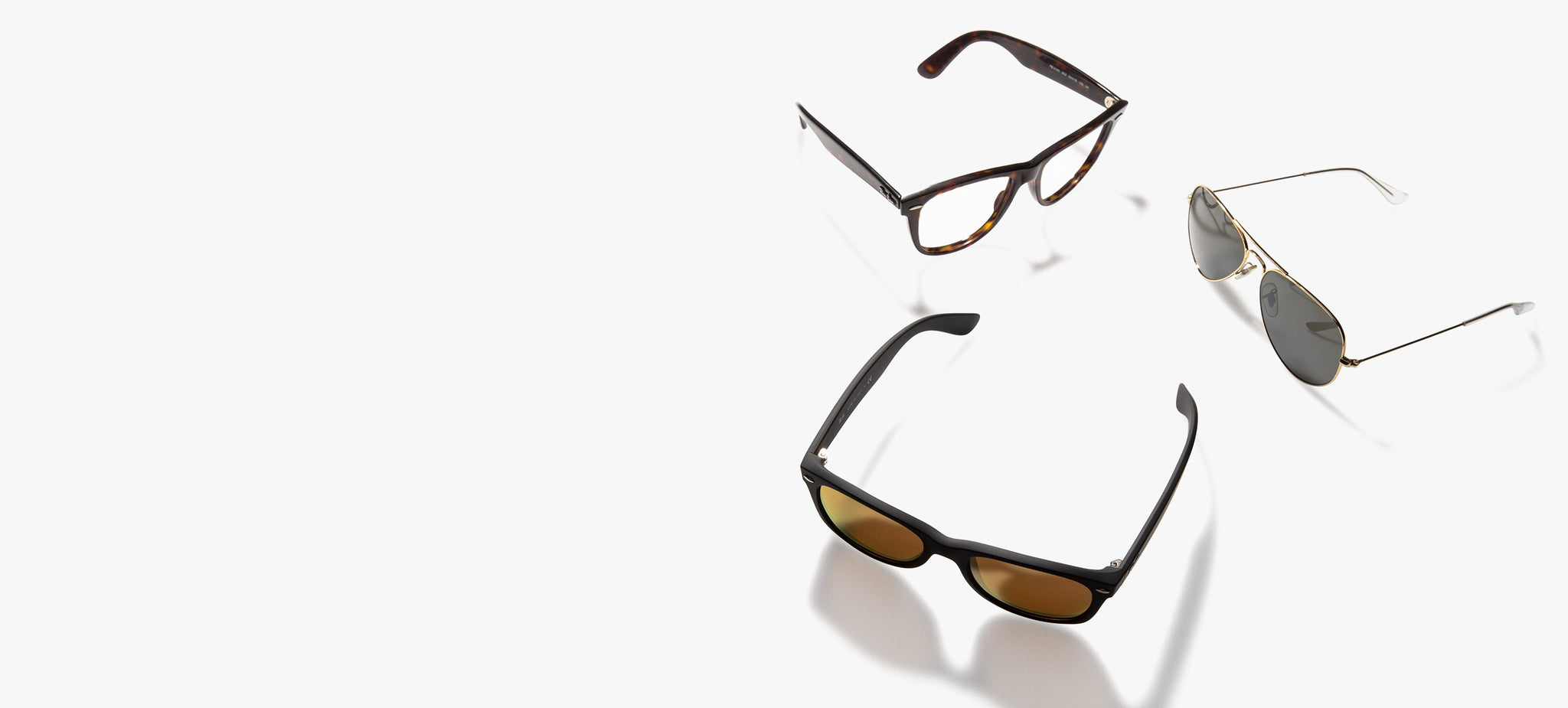 Three Ray-Ban glasses with Revant prescription lenses