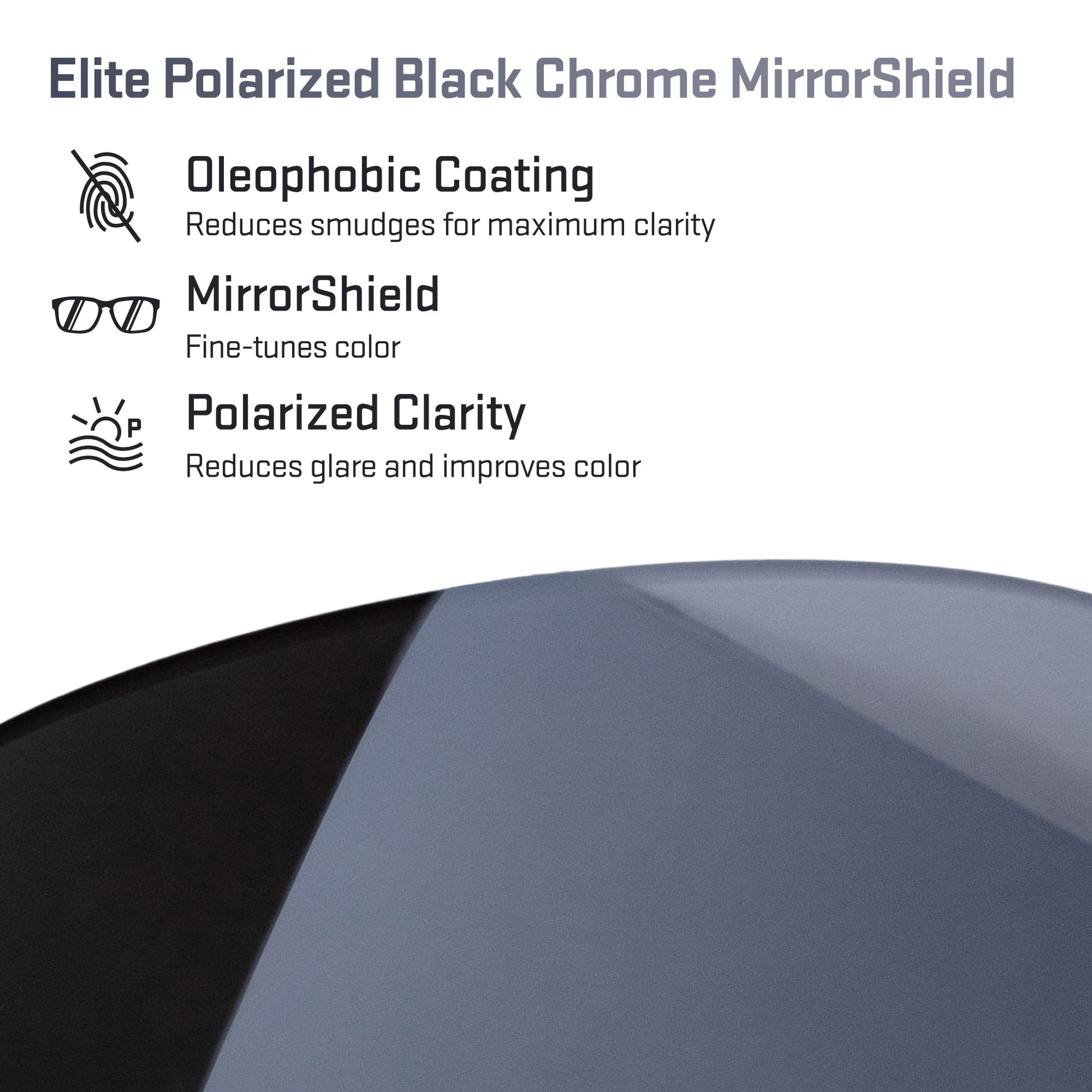 elite polarized black chrome replacement lenses detail