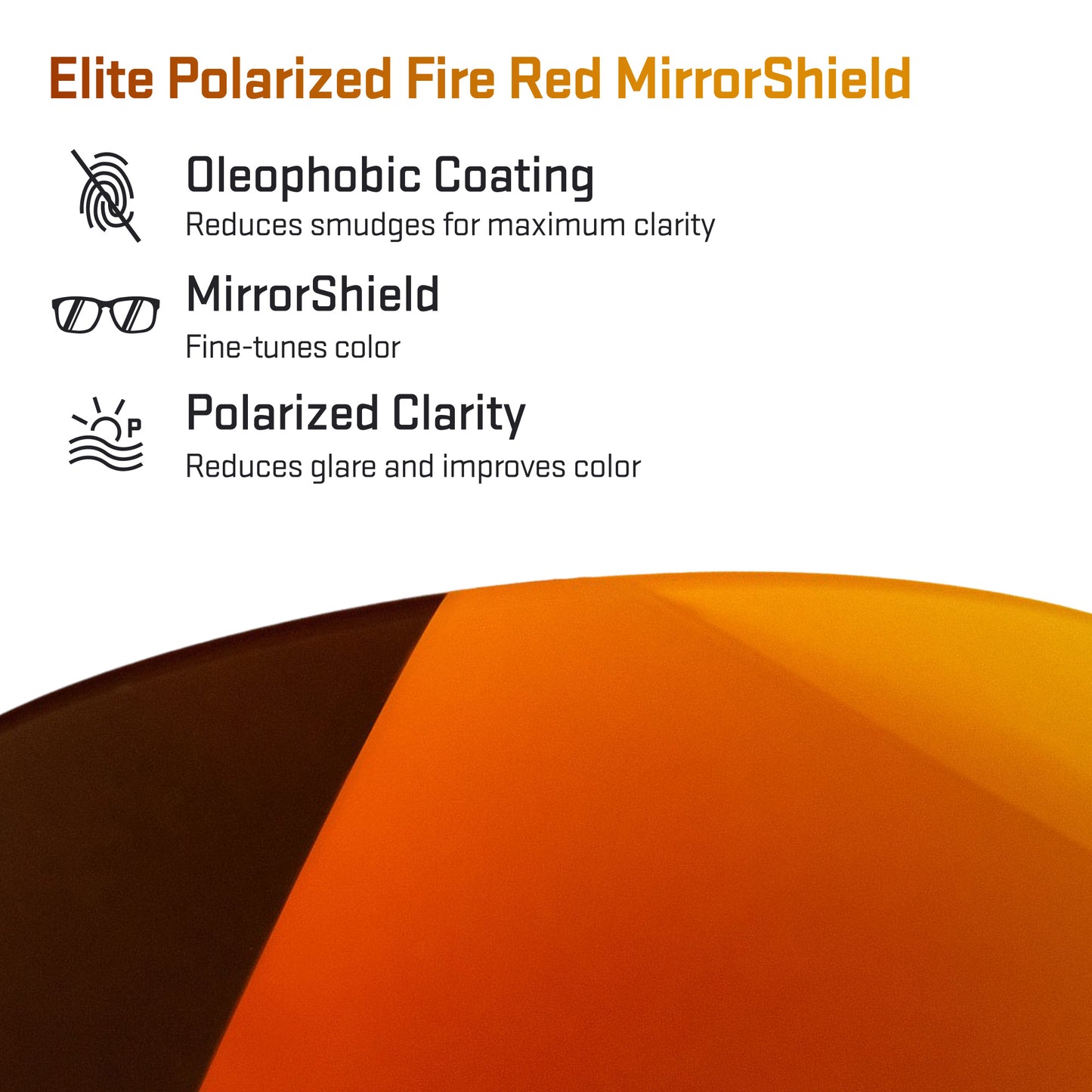 elite polarized fire red replacement lenses detail