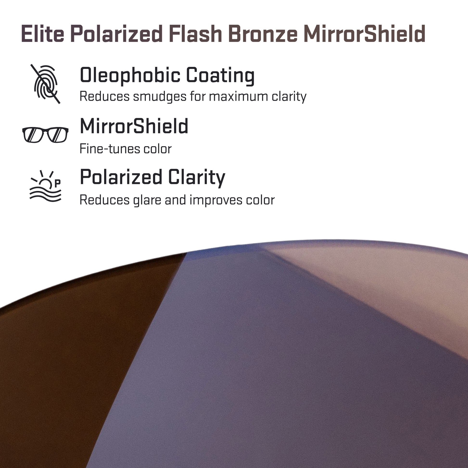elite polarized flash bronze replacement lenses detail
