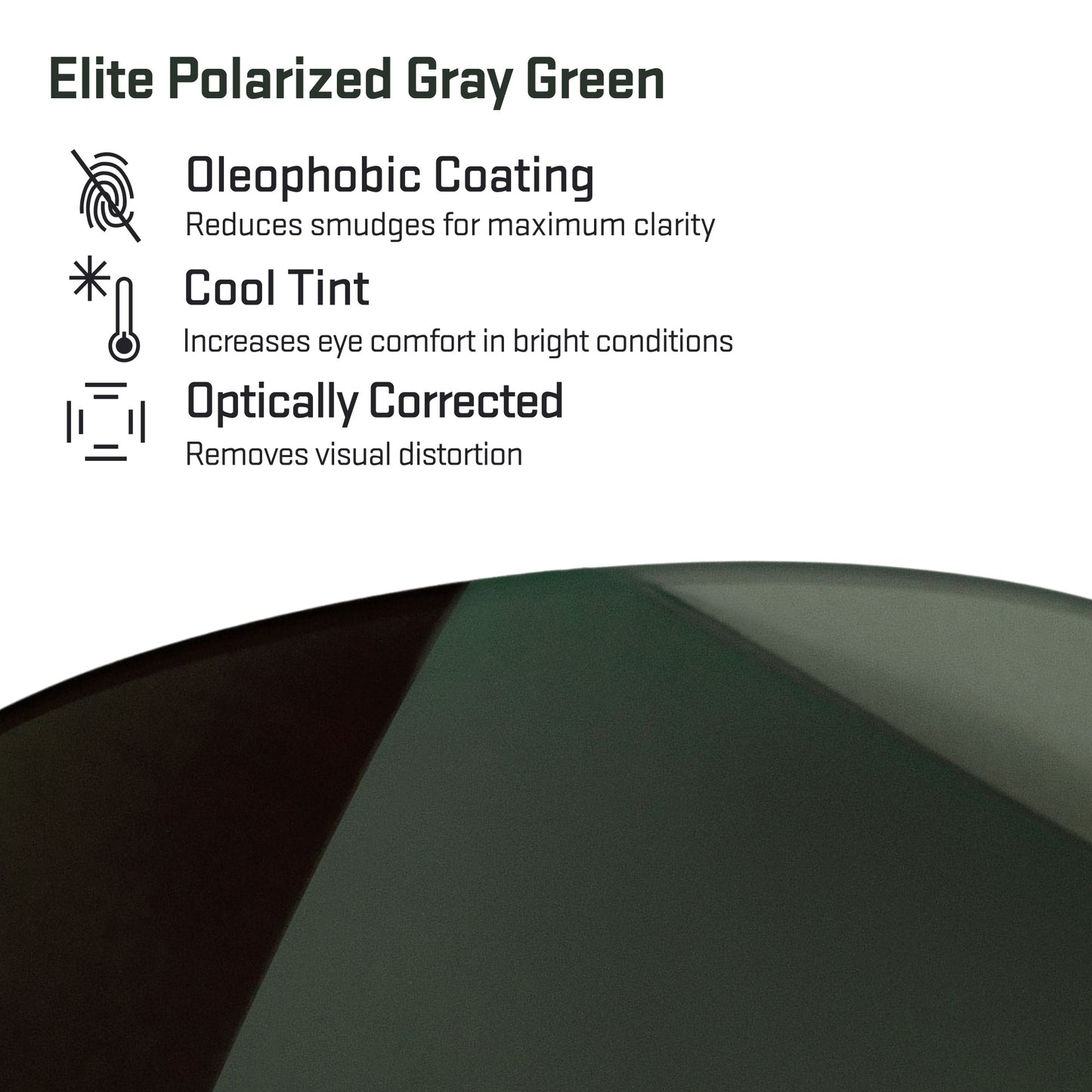 elite polarized gray green replacement lenses detail