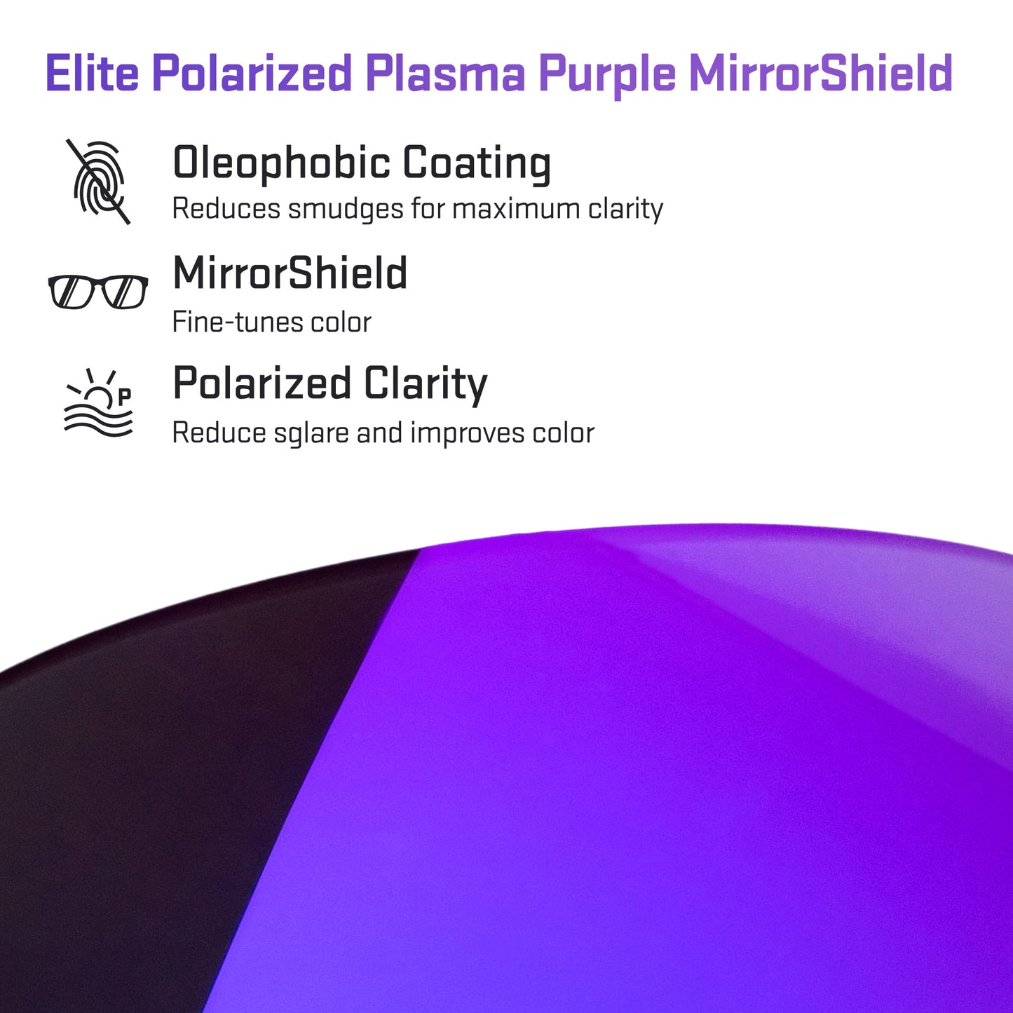 elite polarized plasma purple replacement lenses detail