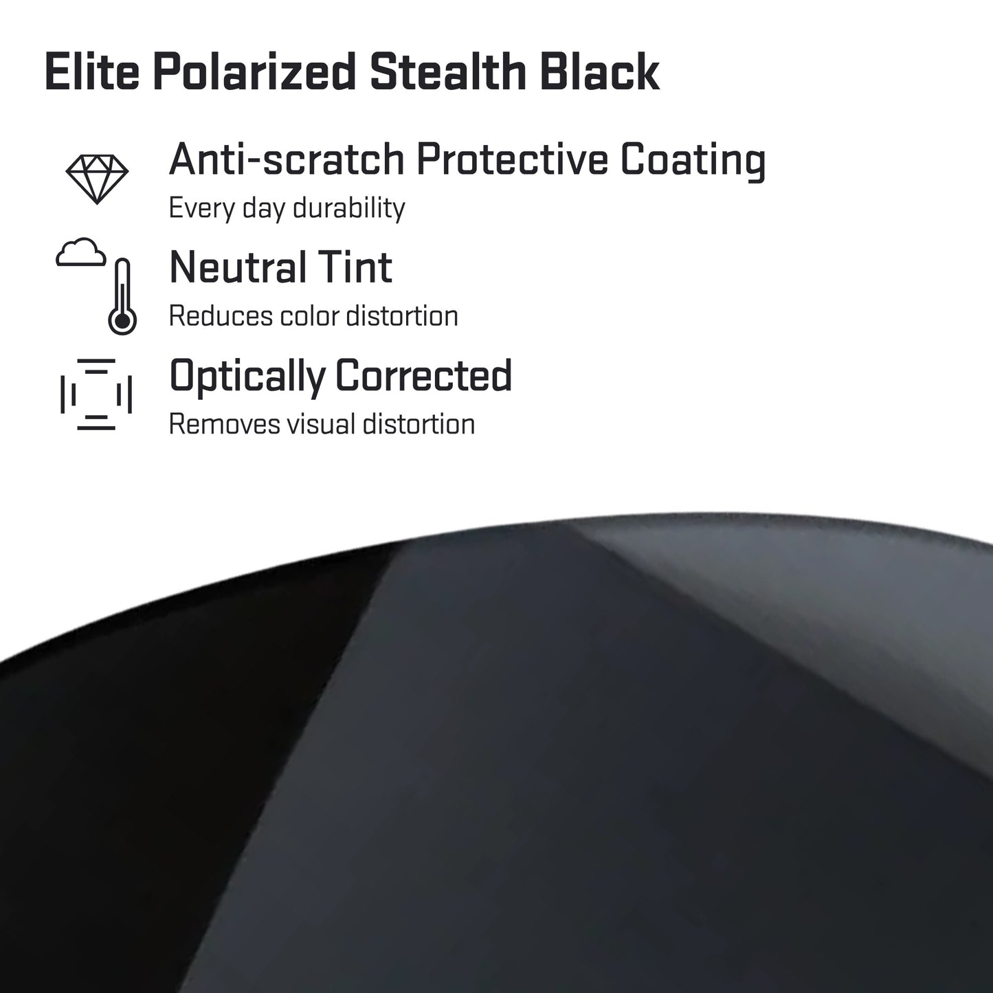 elite polarized stealth black replacement lenses detail