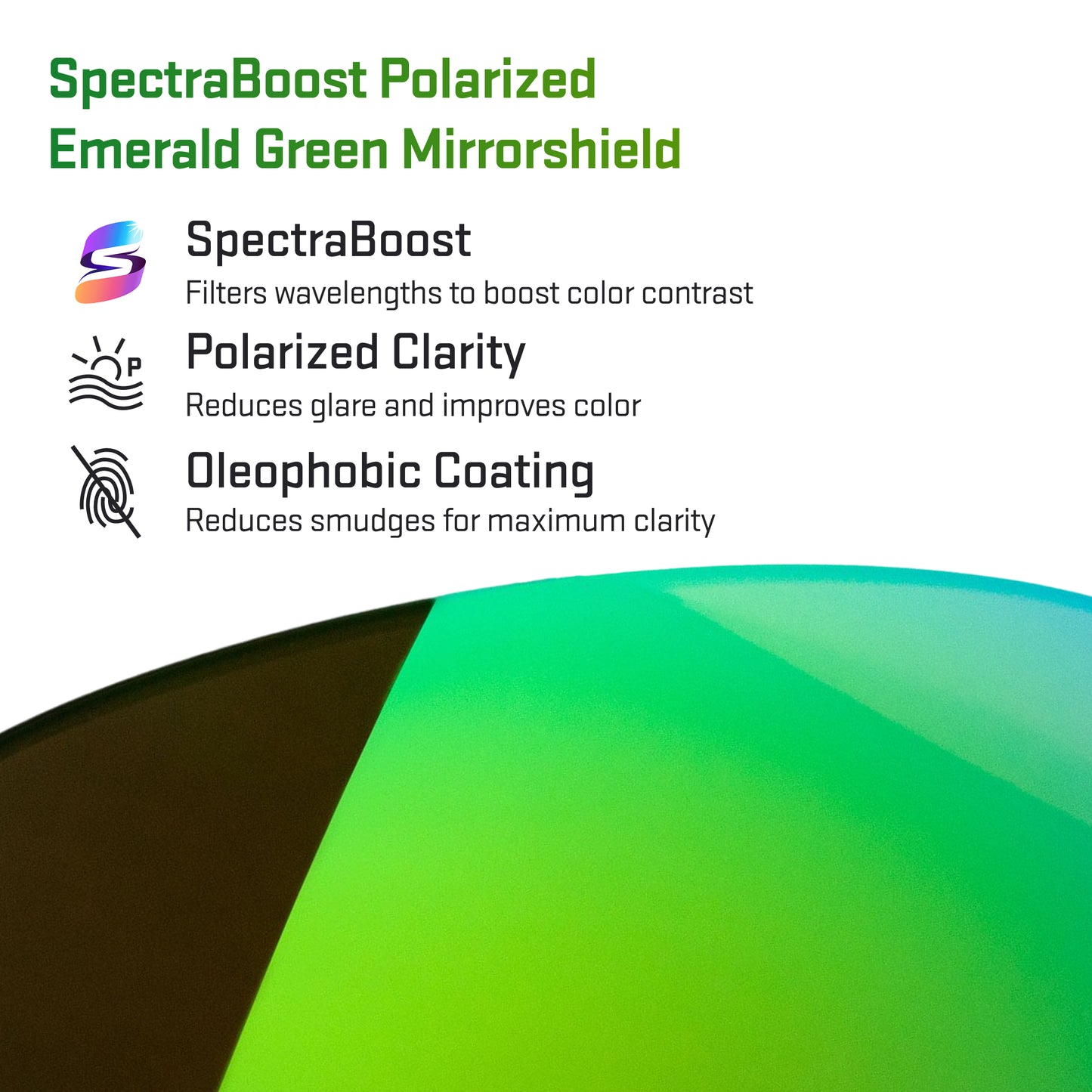 spectraboost polarized emerald green replacement lenses detail