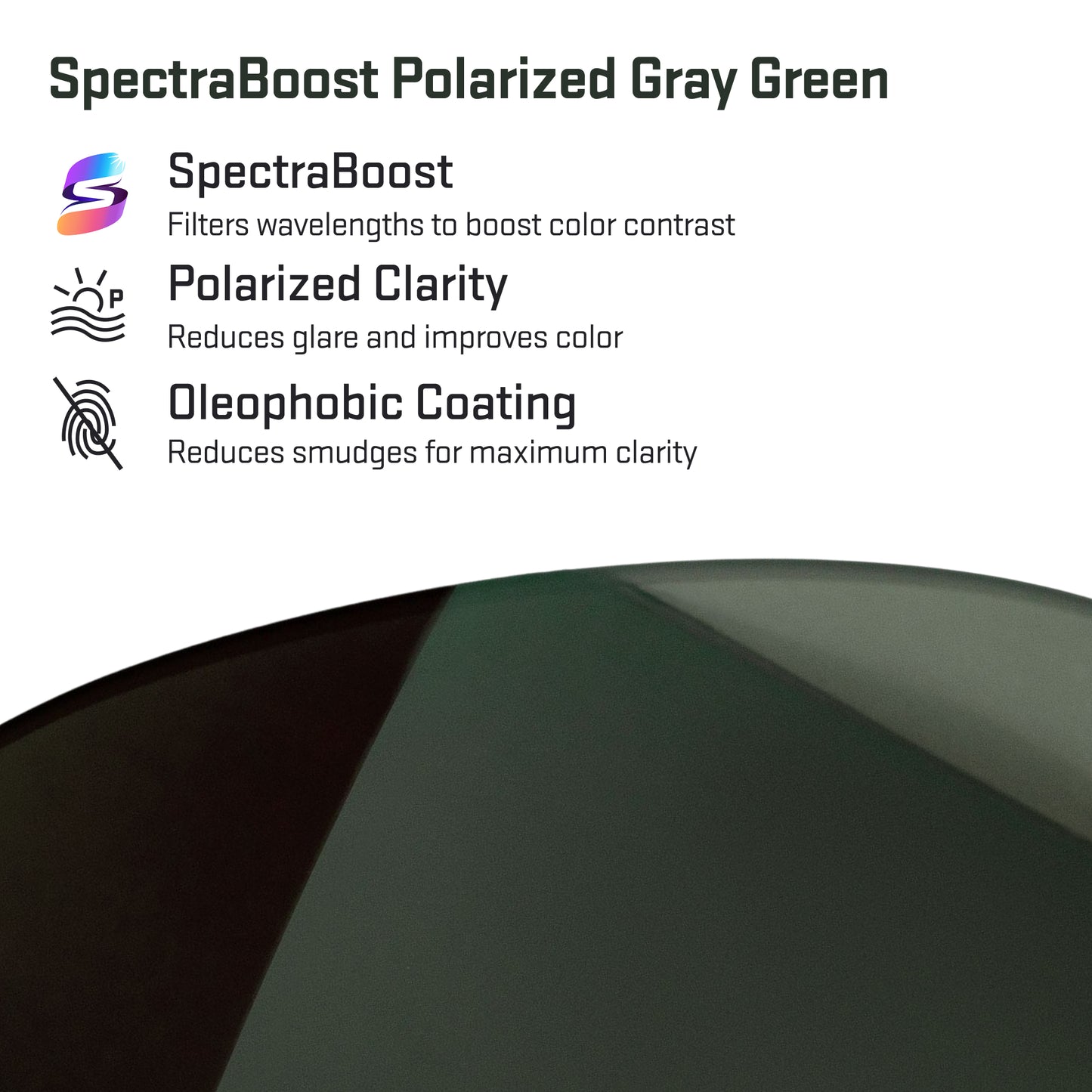 spectraboost polarized gray green replacement lenses detail