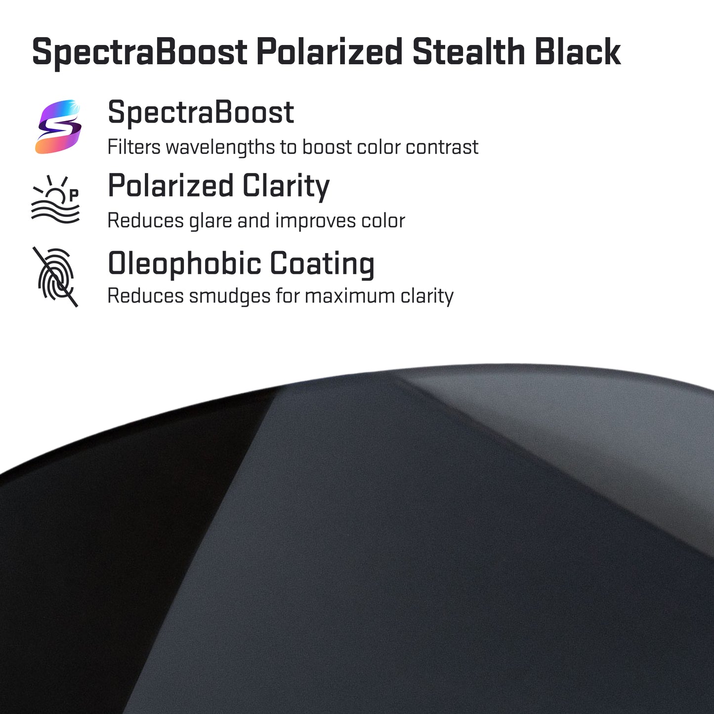 spectraboost polarized stealth black replacement lenses detail