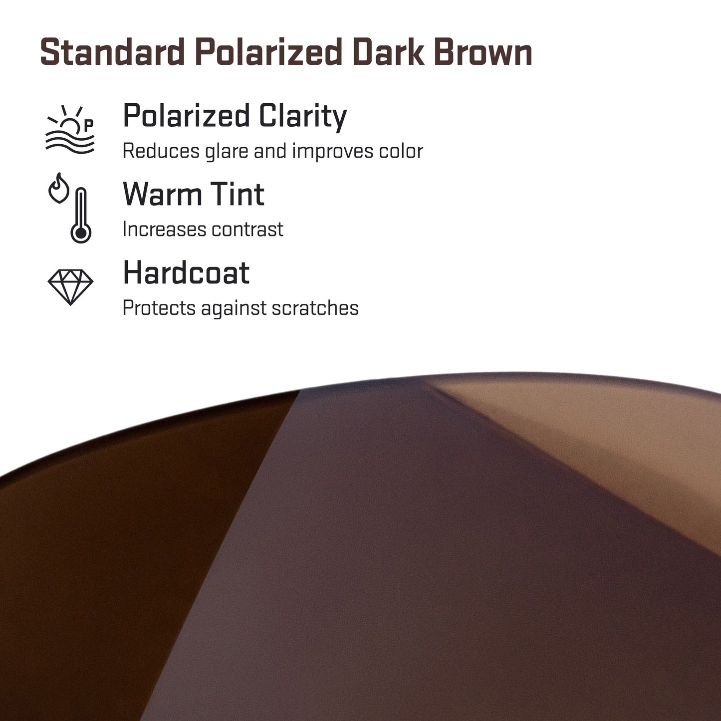 standard polarized dark brown replacement lenses detail