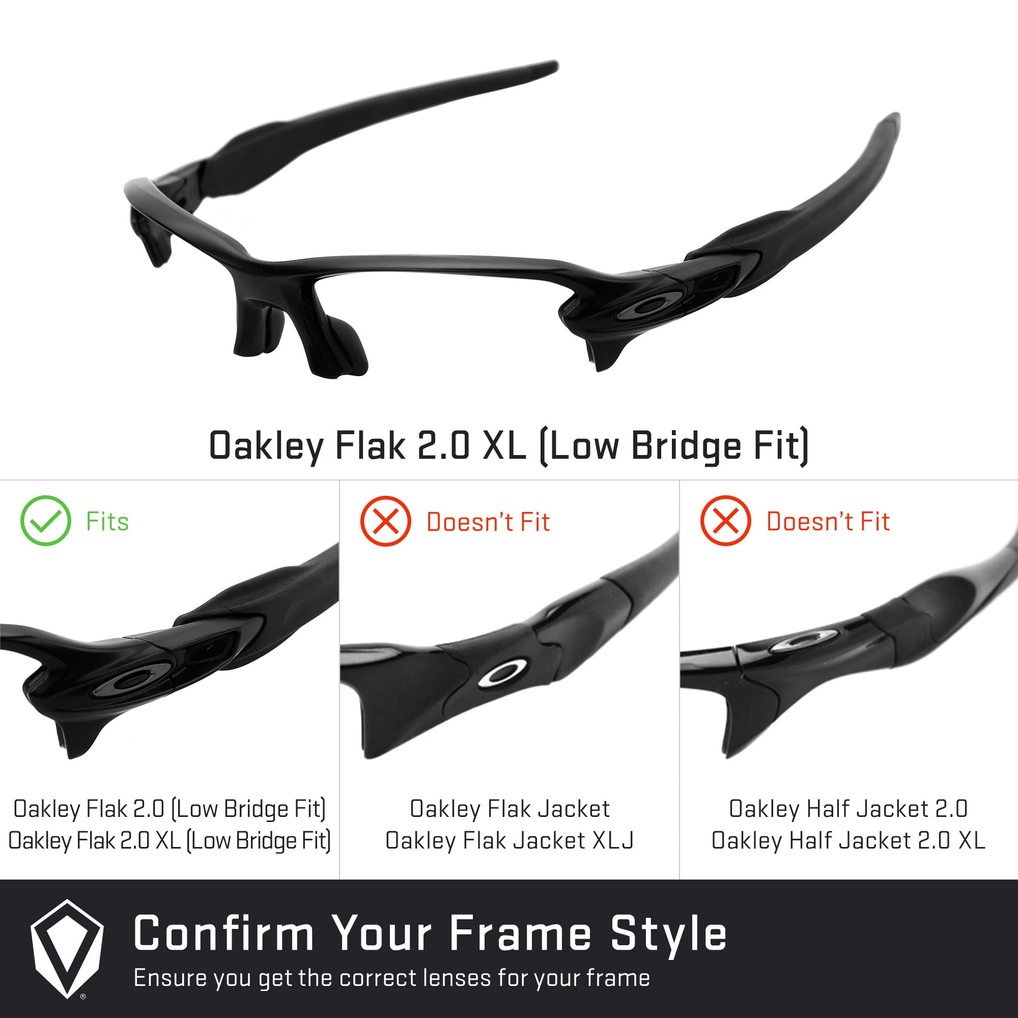 Oakley Flak 2.0 XL Vented (Low Bridge Fit) Replacement Lenses by