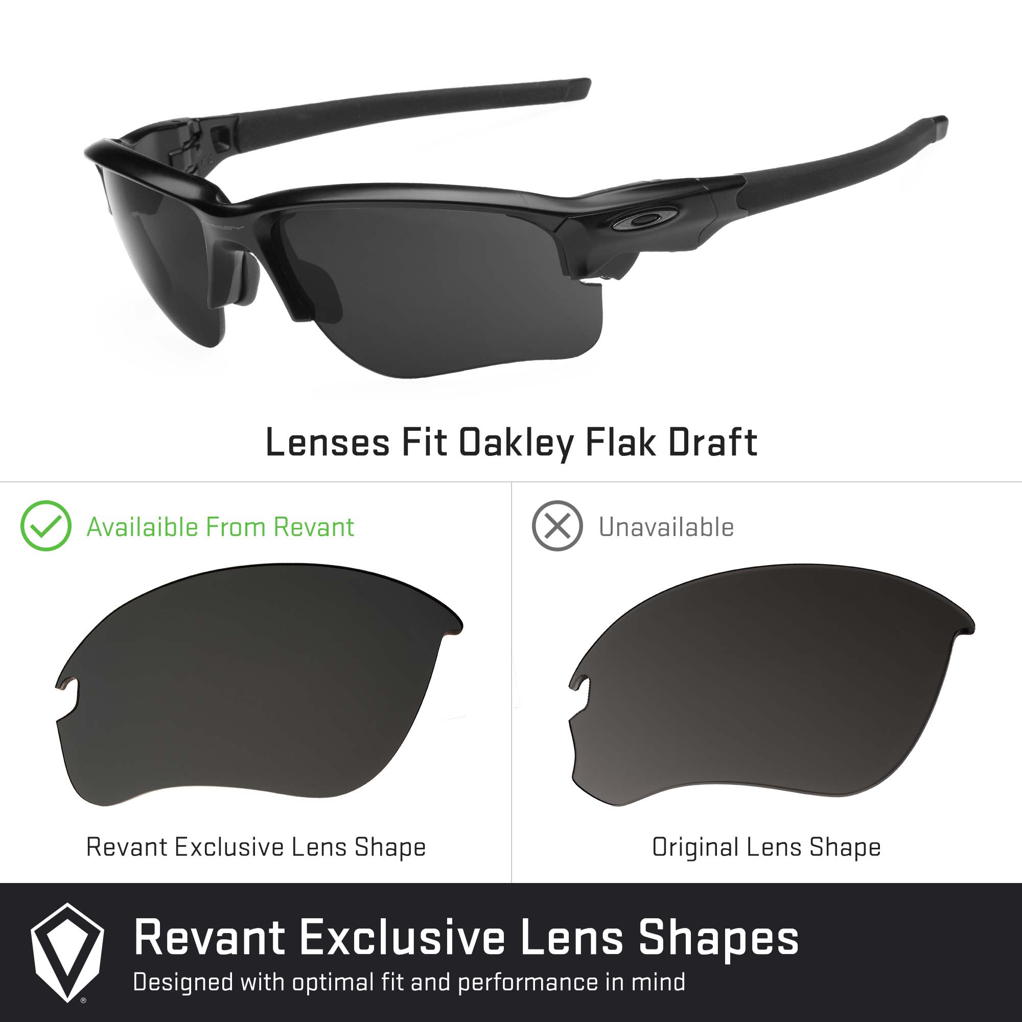 Oakley Flak Draft (Exclusive Shape) OO9364 Replacement Lenses by