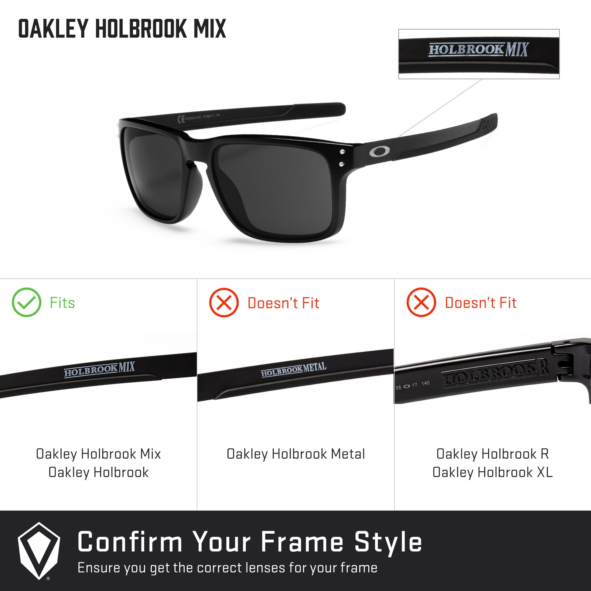 Revant replacement lenses compatible with Oakley Holbrook Mix Low Bridge Fit