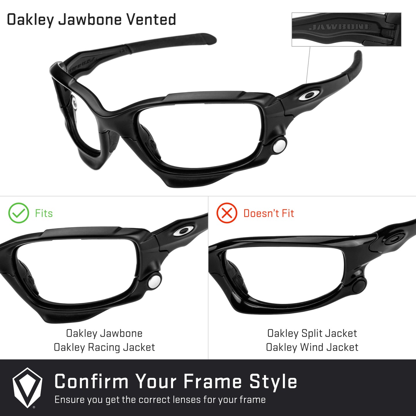Revant replacement lenses compatible with Oakley Jawbone Vented Low Bridge Fit