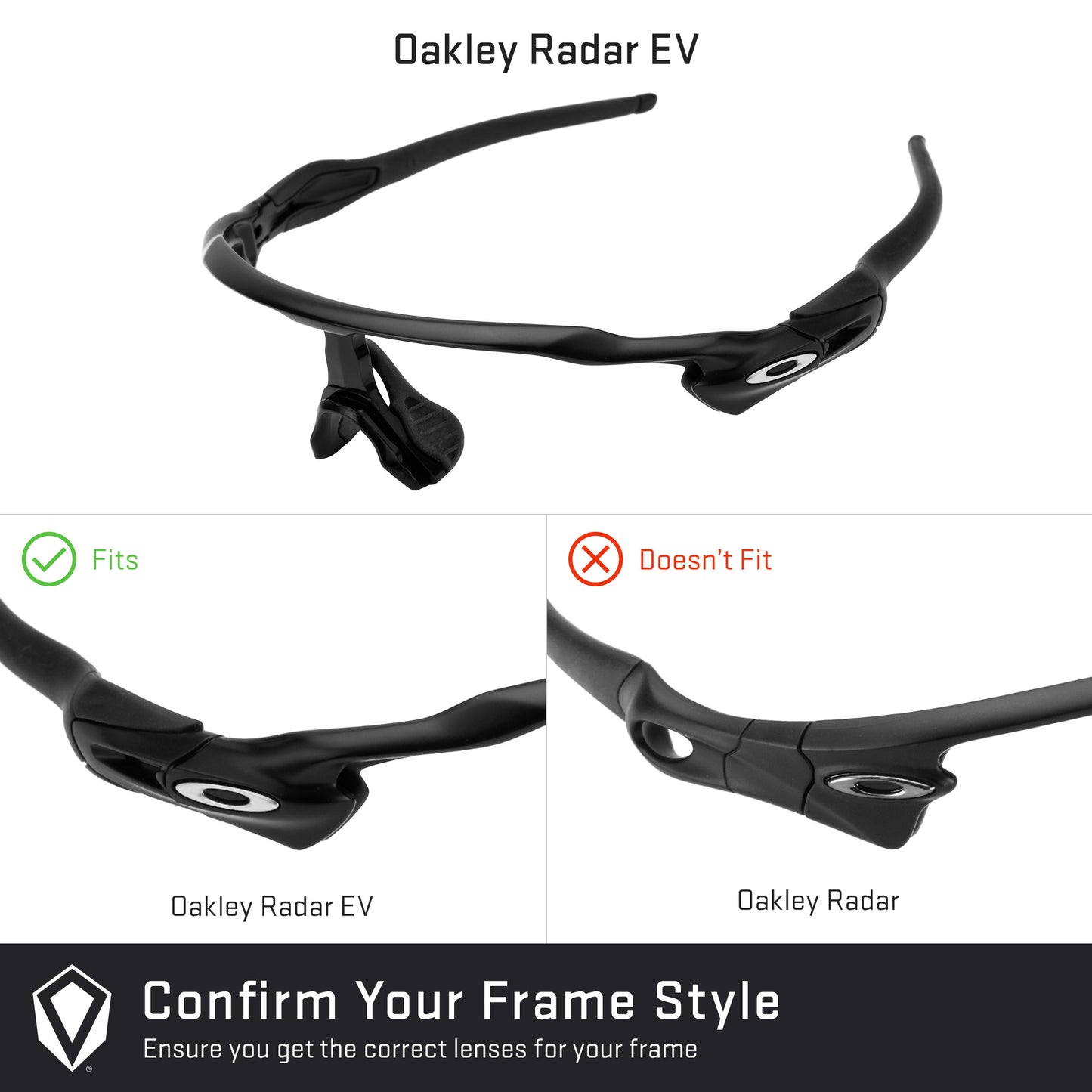 Revant replacement lenses compatible with Oakley Radar Ev Path Low Bridge Fit