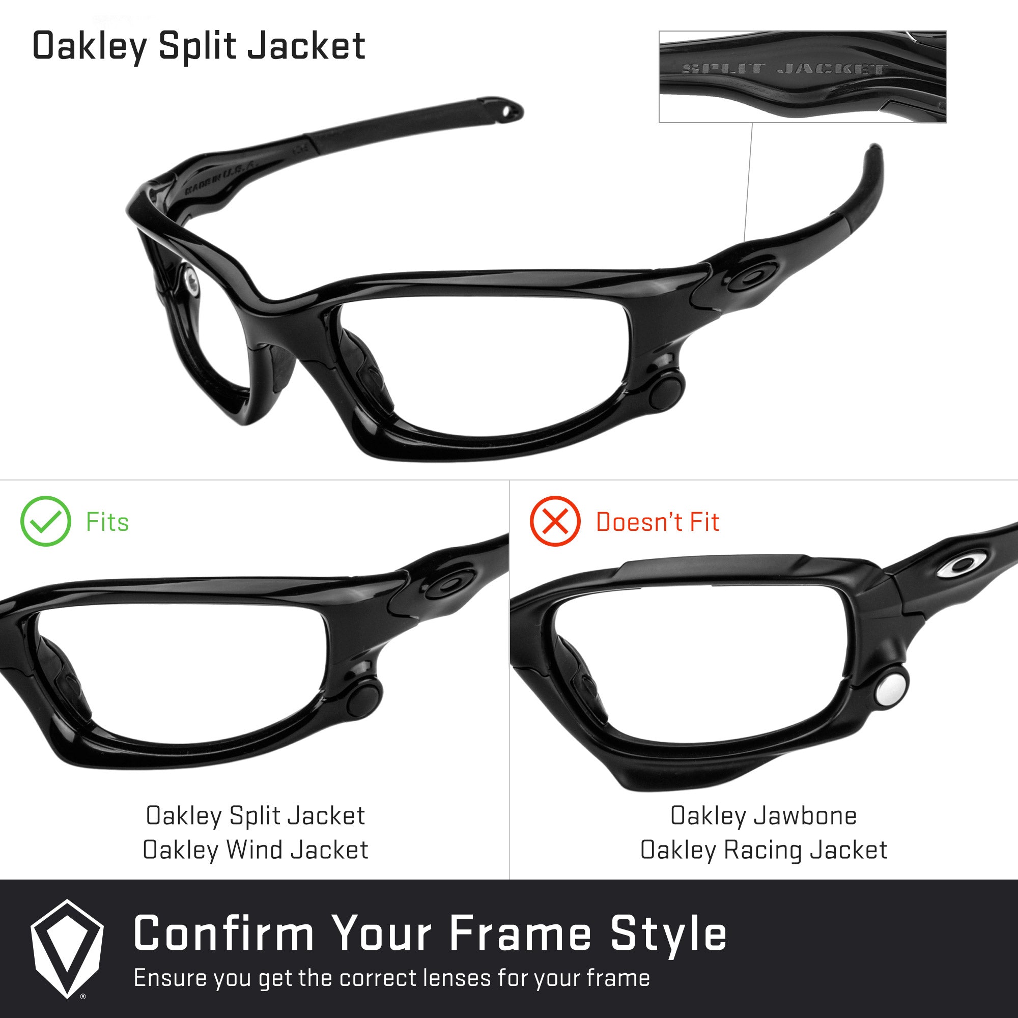 オークリー OAKLEY Split Jacket Frame (カスタム) Oakley Split Jacket (Low Bridge Fit) OO9138 Replacement Lenses by