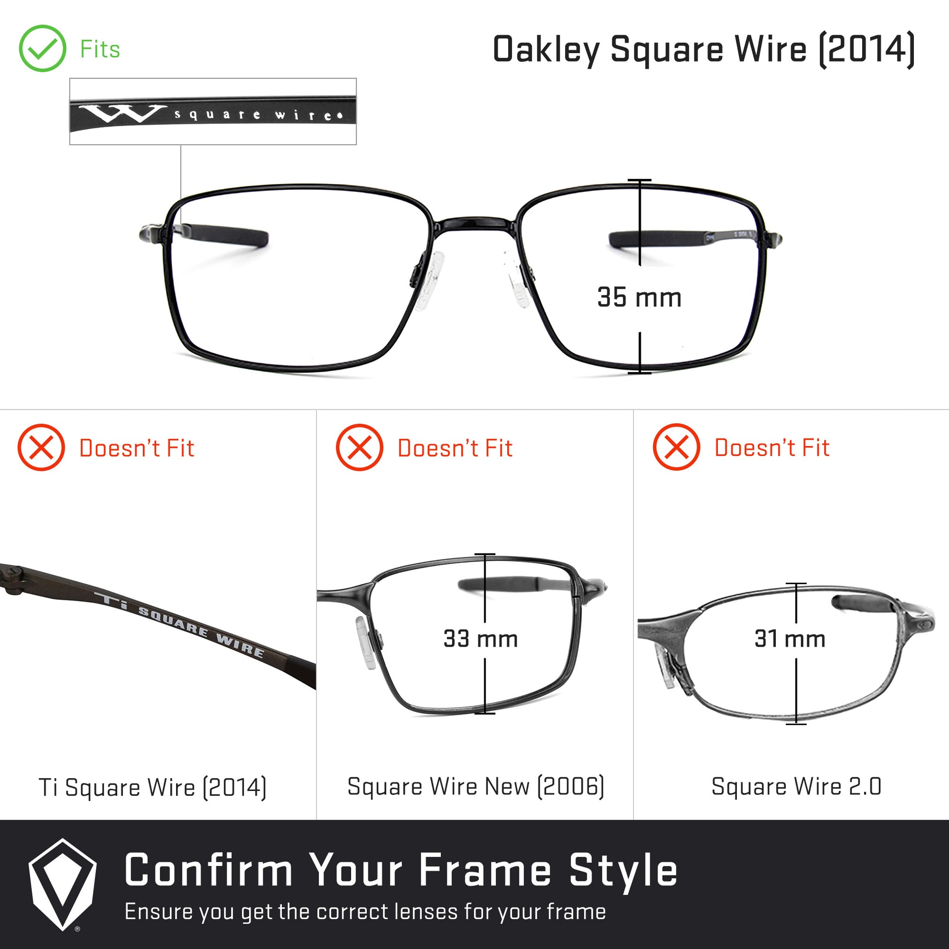Revant replacement lenses compatible with Oakley Square Wire 2014
