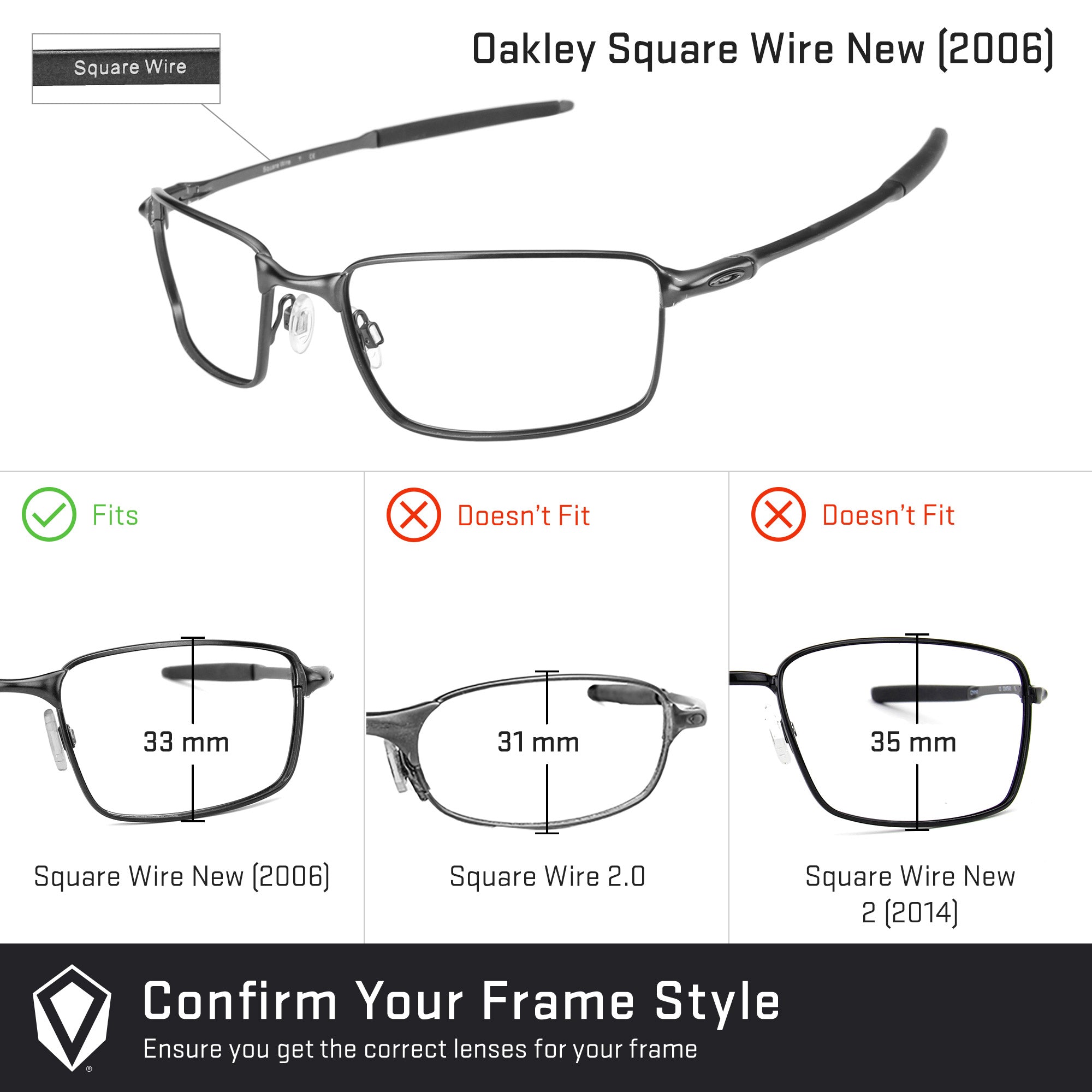 Oakley Square Wire New (2006) Replacement Lenses by Revant Optics