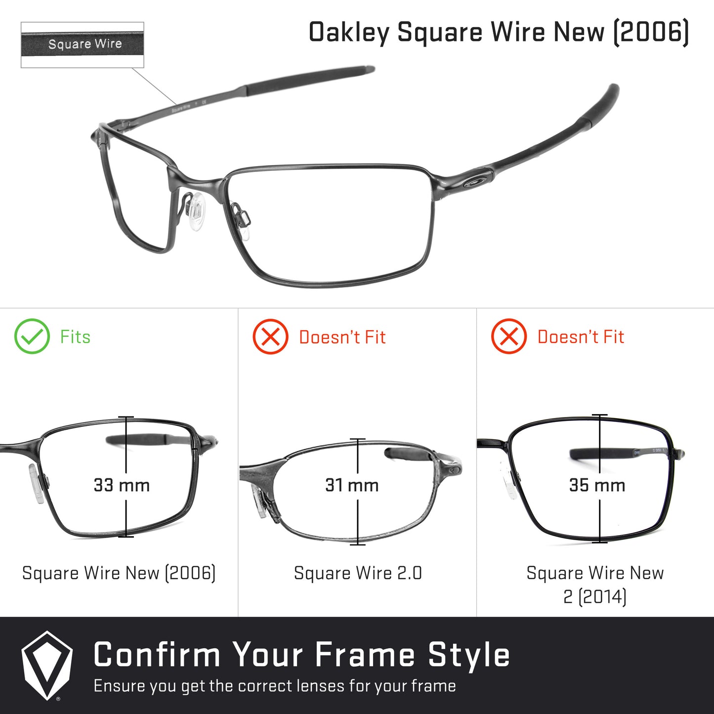 Revant replacement lenses compatible with Oakley Square Wire New 2006
