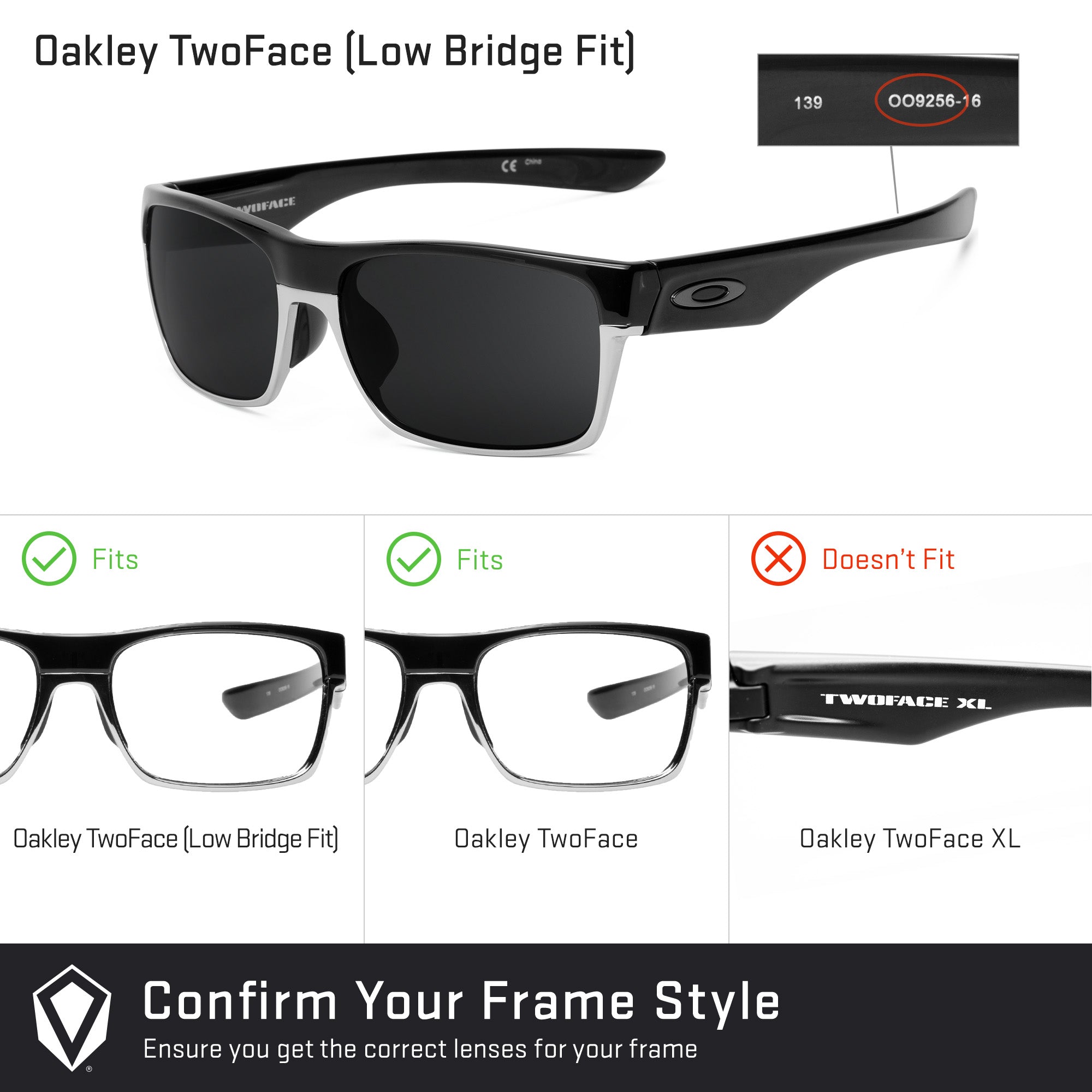 Oakley TwoFace (Low Bridge Fit) OO9256 Replacement Lenses by