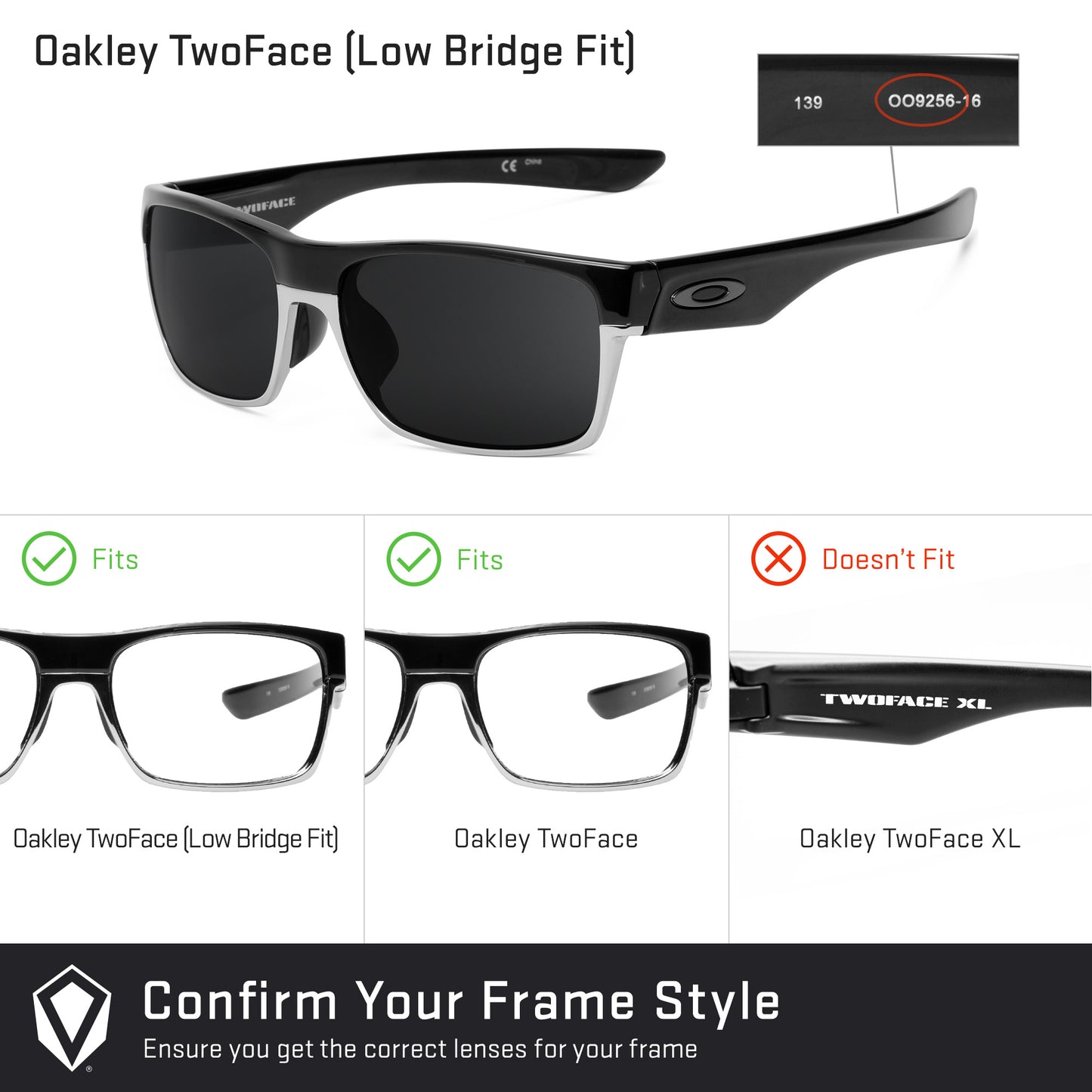 Revant replacement lenses compatible with Oakley Twoface Low Bridge Fit