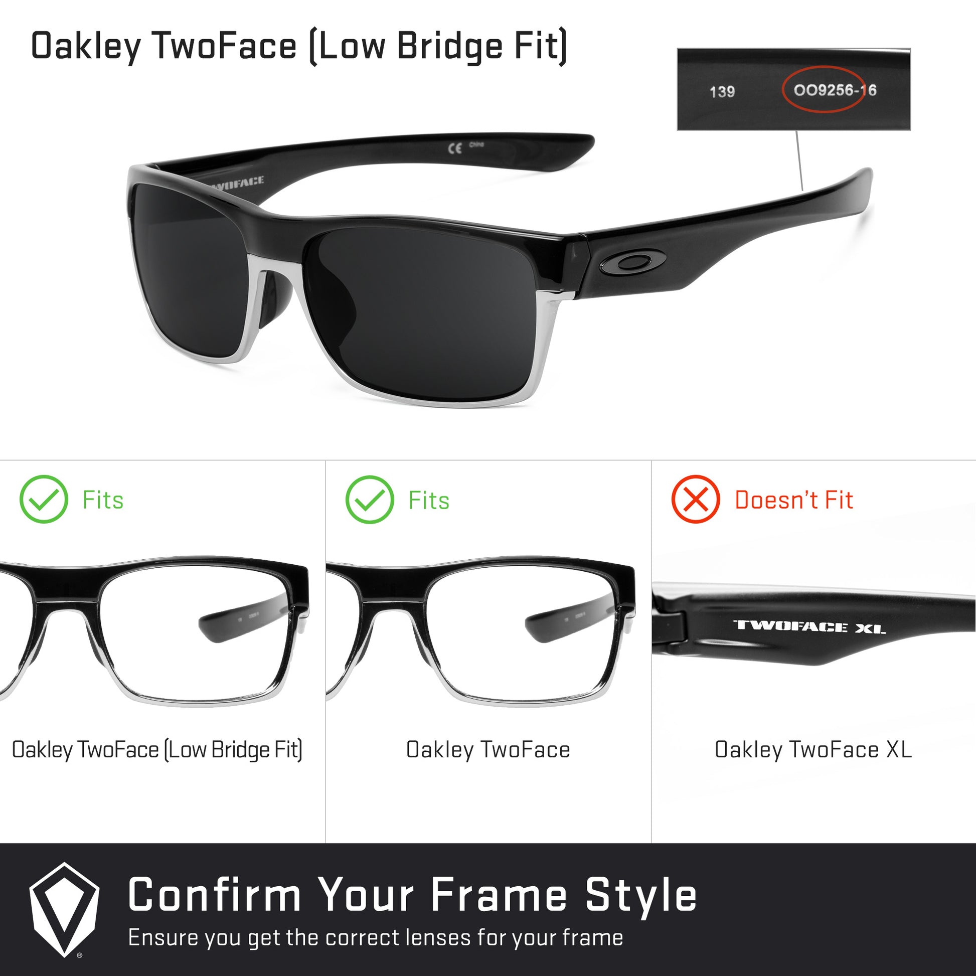 Revant replacement lenses compatible with Oakley Twoface Low Bridge Fit
