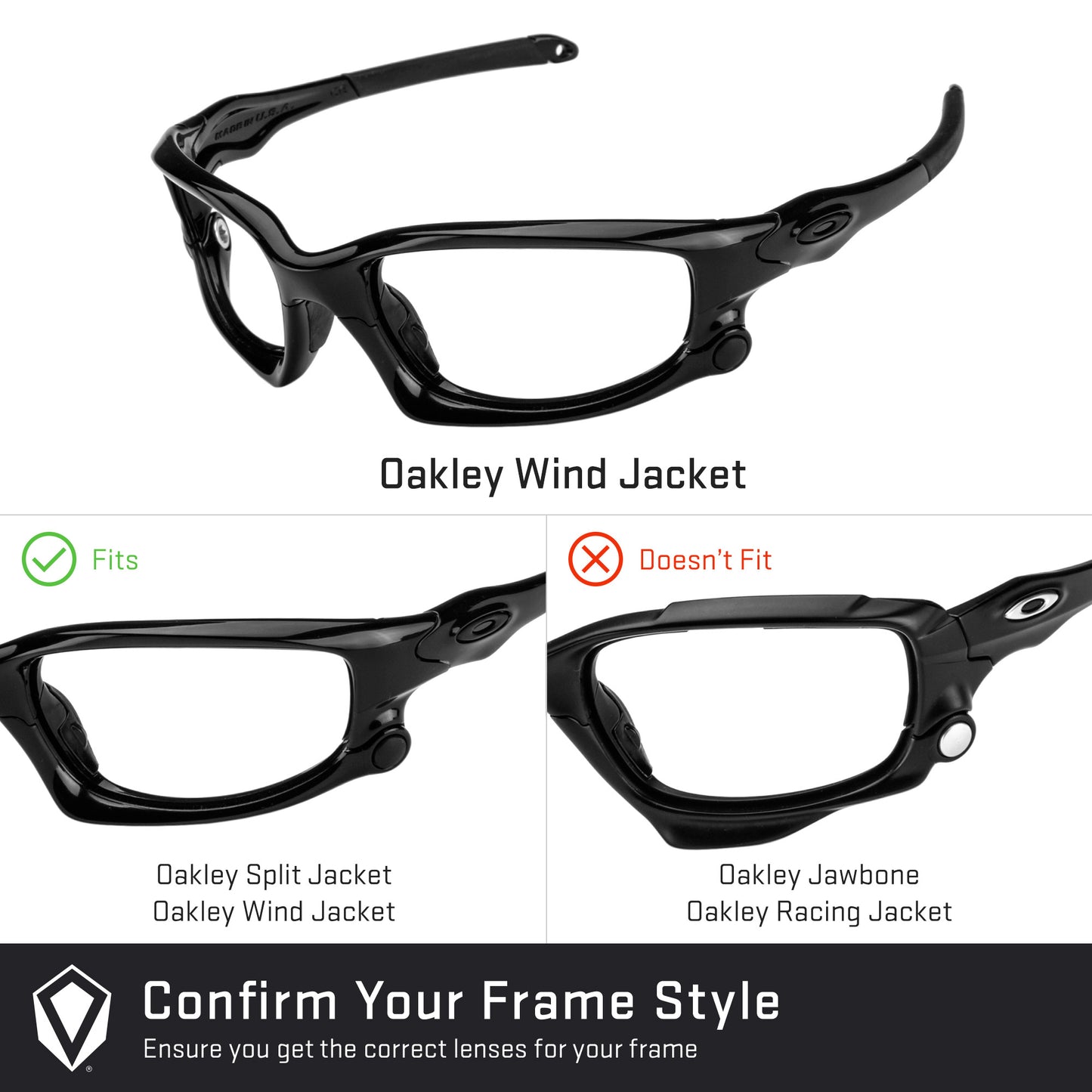 Revant replacement lenses compatible with Oakley Wind Jacket Low Bridge Fit