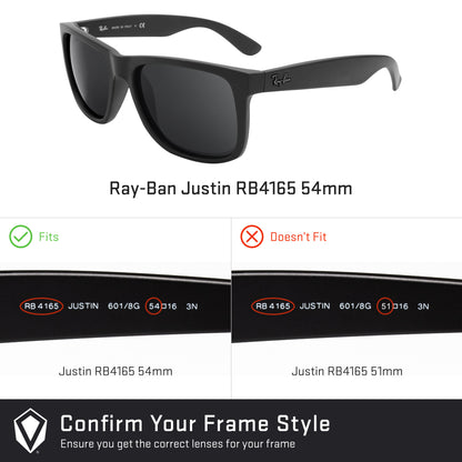 Revant replacement lenses compatible with Ray Ban Justin Rb4165 54mm