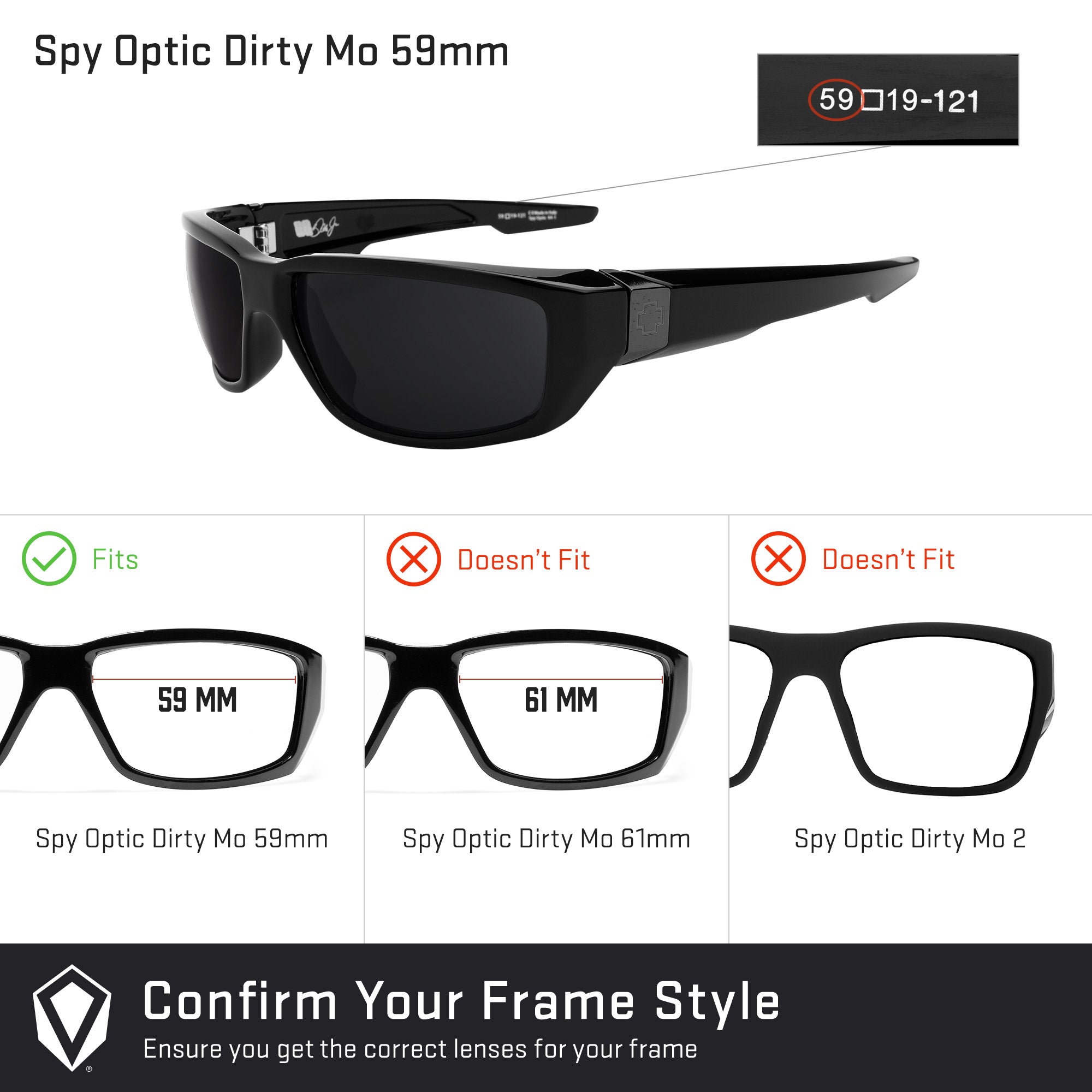 Spy Optic Dirty Mo 59mm Replacement Lenses by Revant Optics