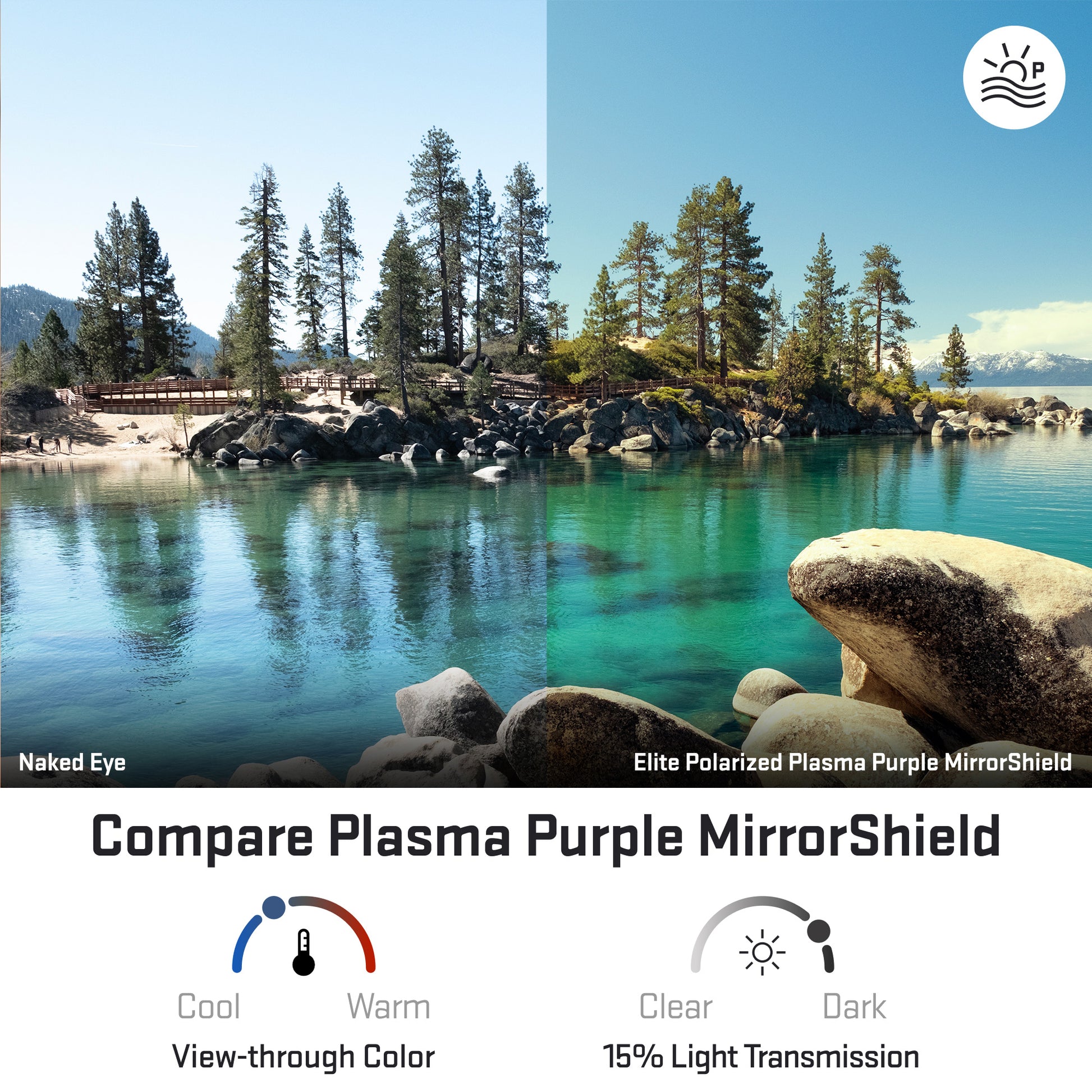 view looking through elite polarized plasma purple replacement lenses