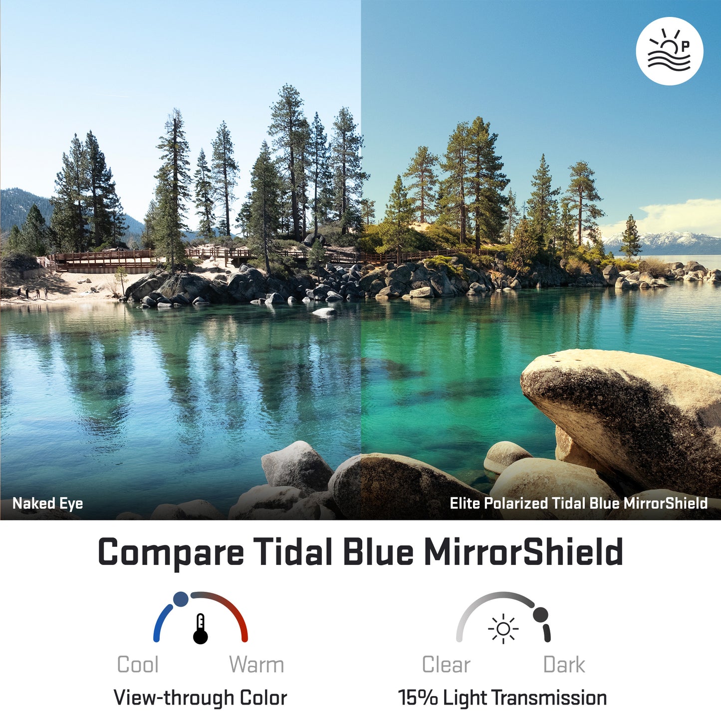 view looking through elite polarized tidal blue replacement lenses