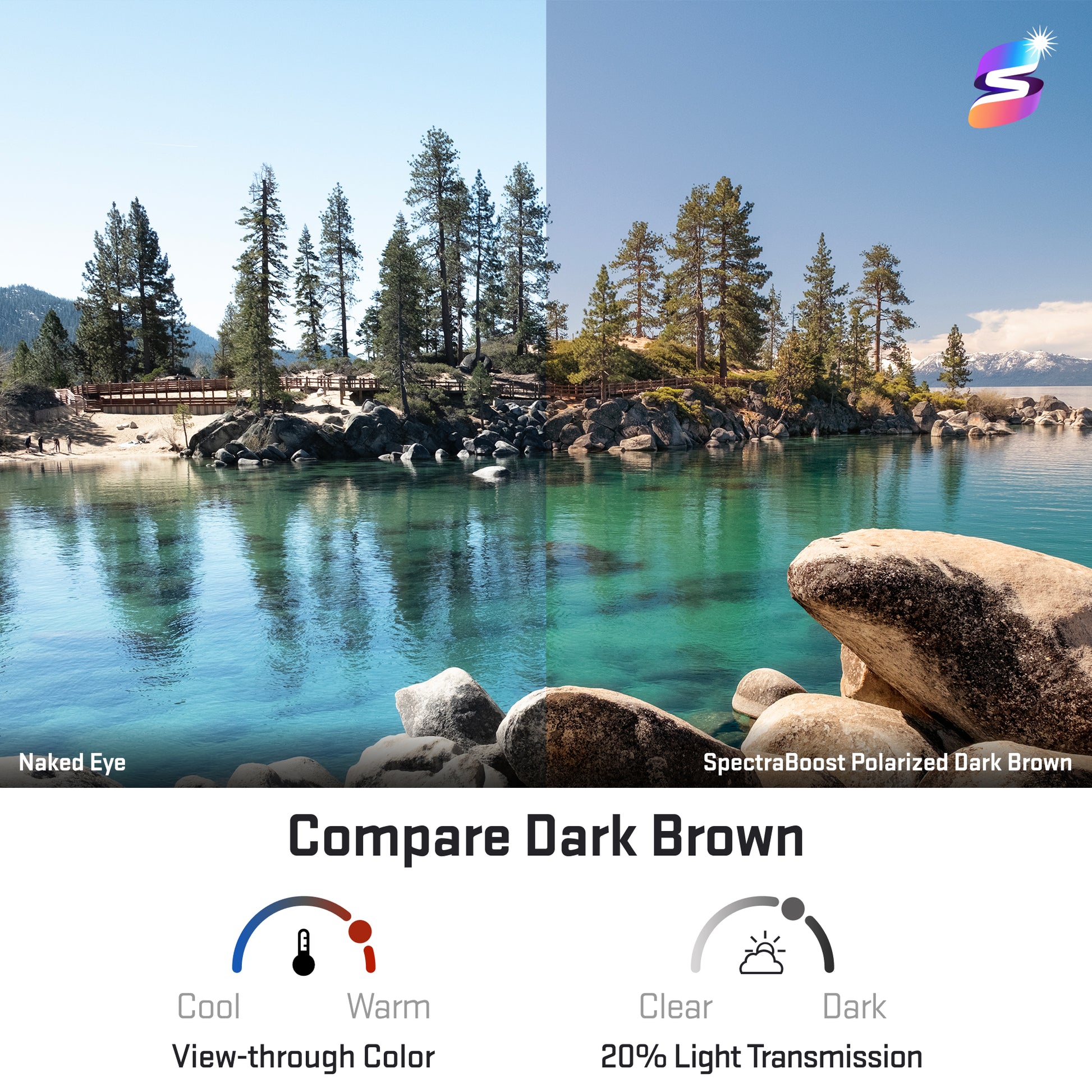 view looking through spectraboost polarized dark brown replacement lenses