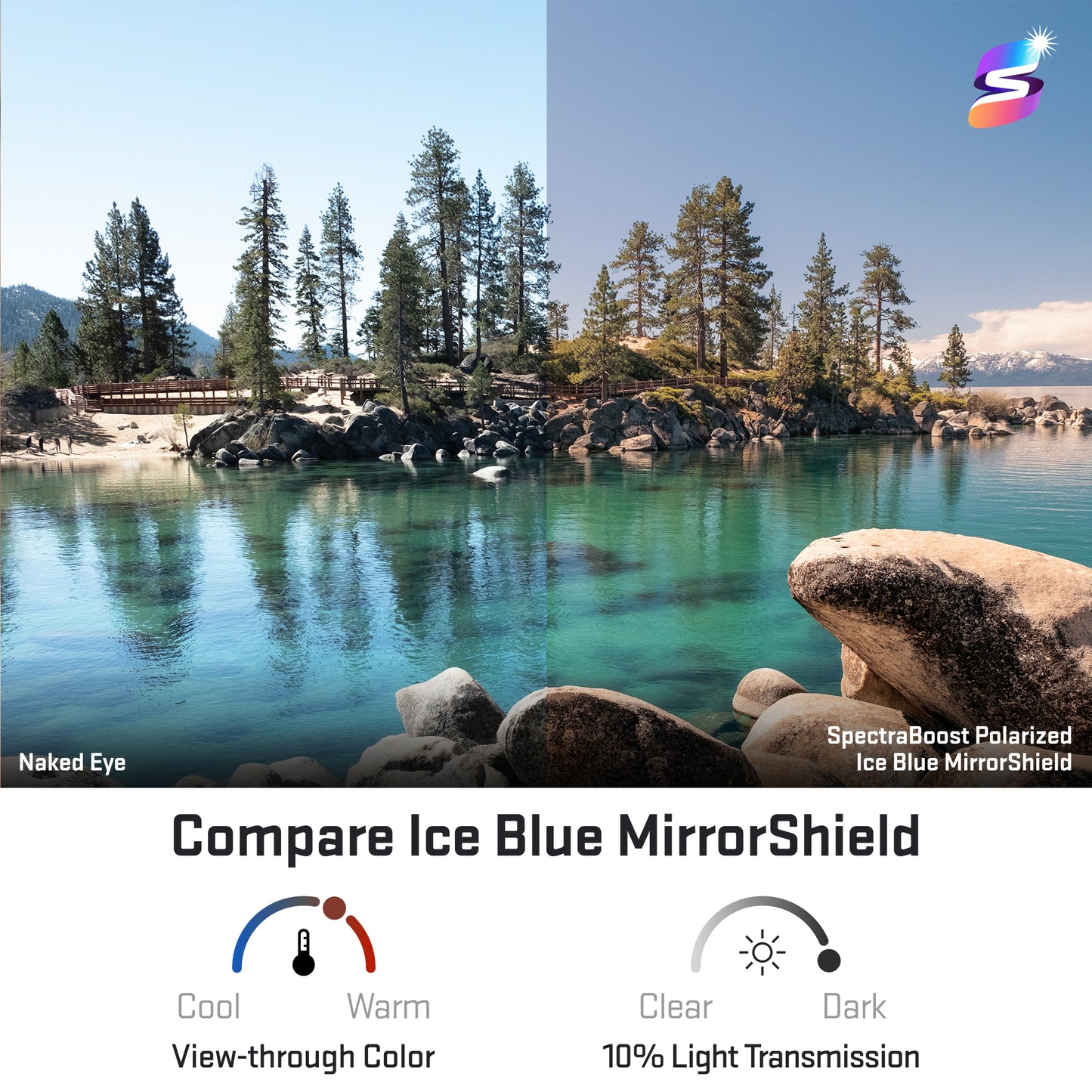 view looking through spectraboost polarized ice blue replacement lenses