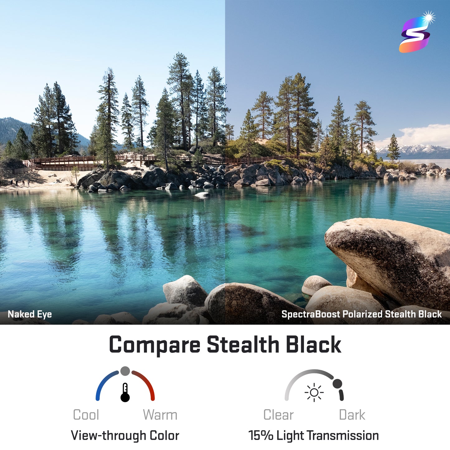 view looking through spectraboost polarized stealth black replacement lenses