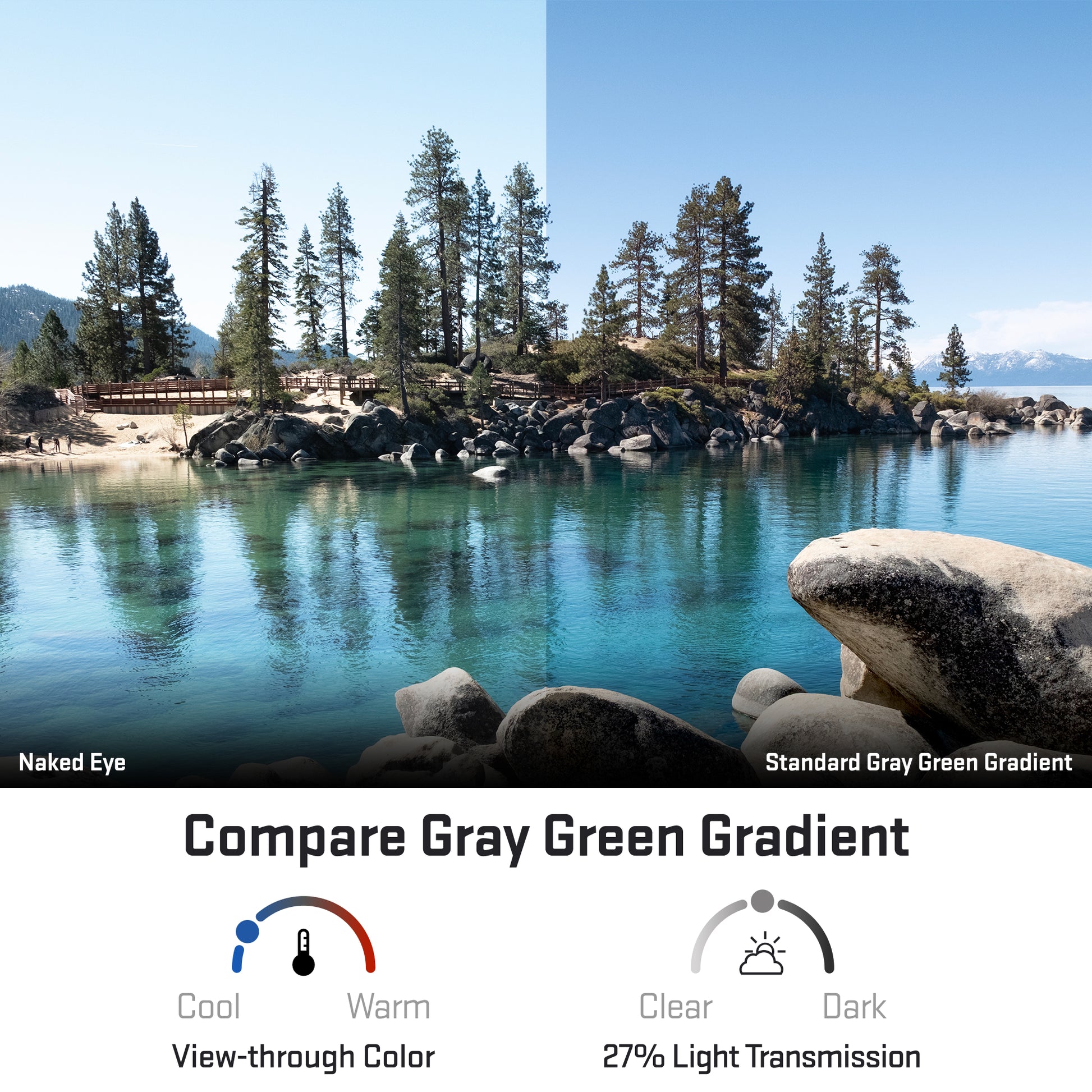 revant optics lens view through standard gray green gradient