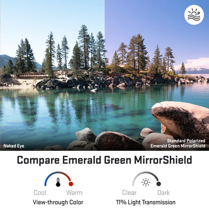 view looking through standard polarized emerald green replacement lenses