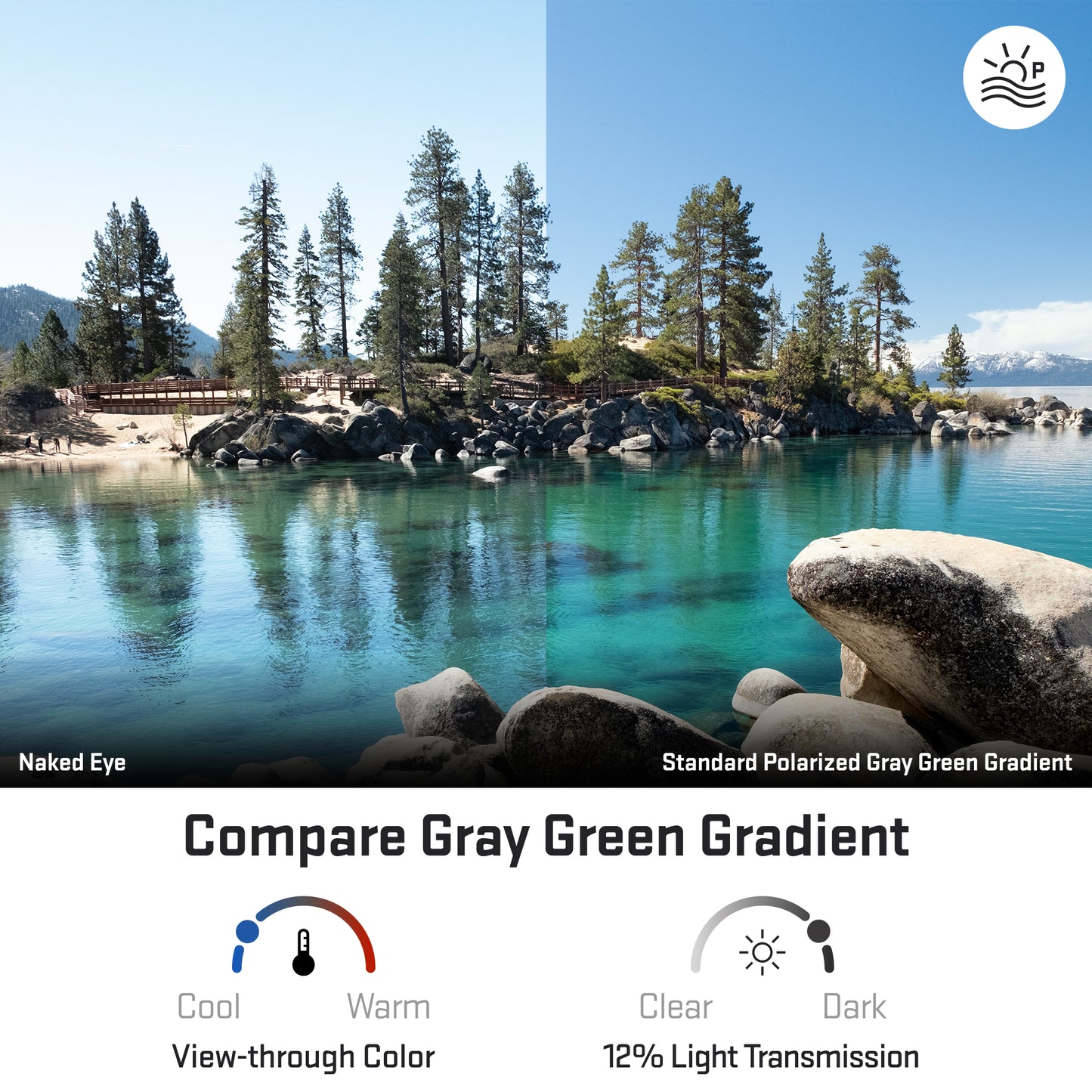revant optics lens view through standard polarized gray green gradient