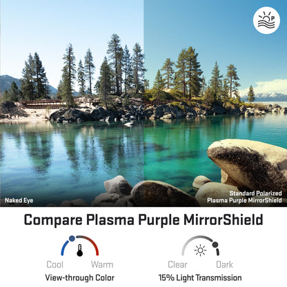 view looking through standard polarized plasma purple replacement lenses