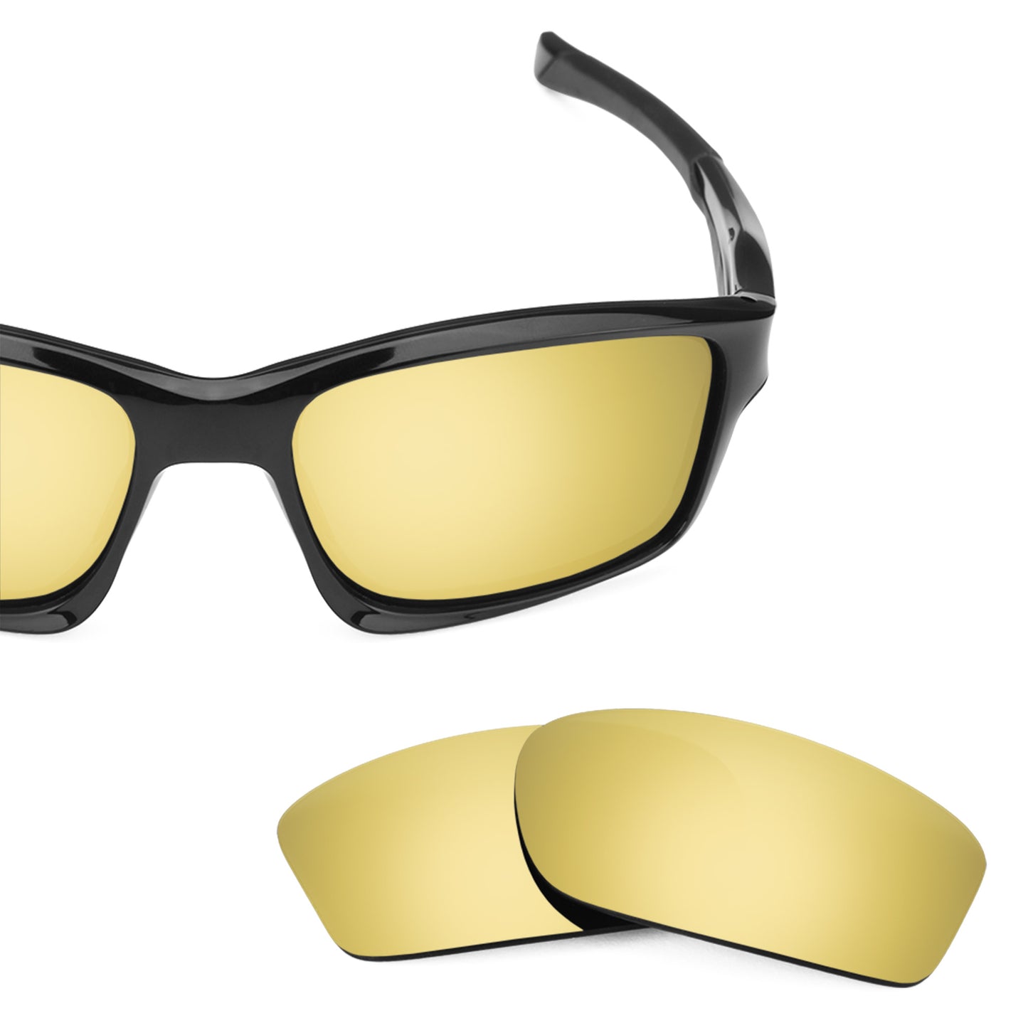 Oakley Chainlink frame with Revant replacement Polarized Flare Gold lenses