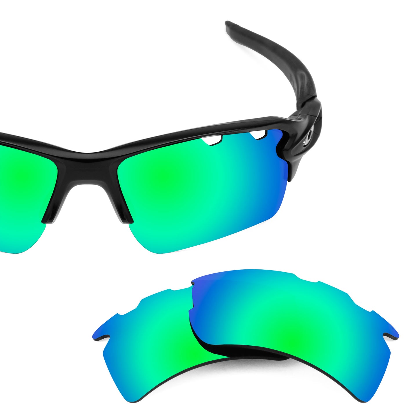 Oakley Flak 2.0 XL Vented frame with Revant replacement Polarized Emerald Green lenses