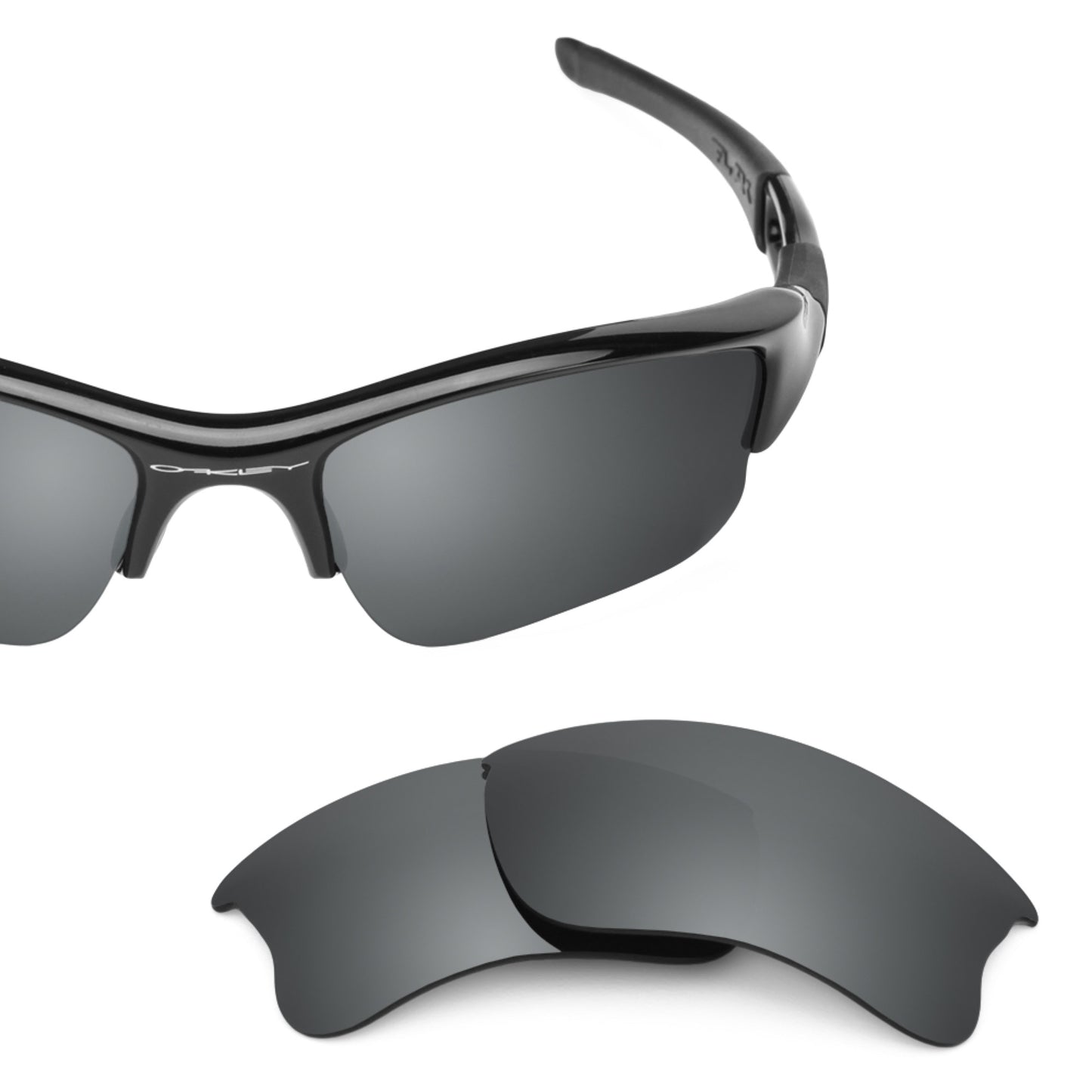 Oakley Flak Jacket XLJ (Low Bridge Fit) frame with Revant replacement Polarized Black Chrome lenses