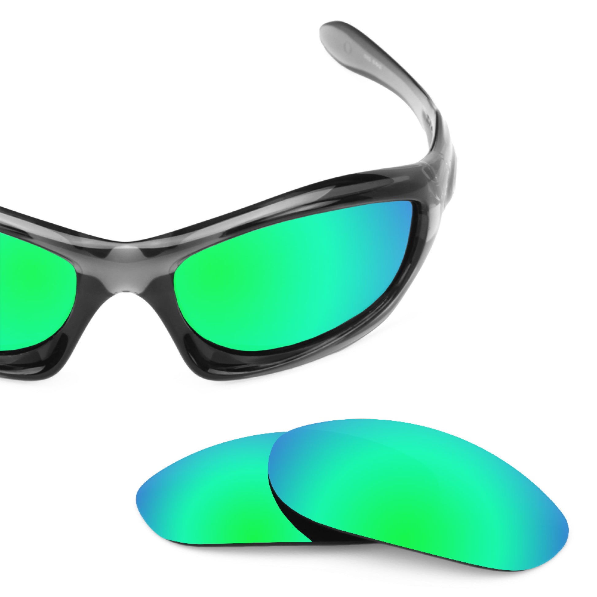 Oakley Monster Dog frame with Revant replacement Polarized Emerald Green lenses