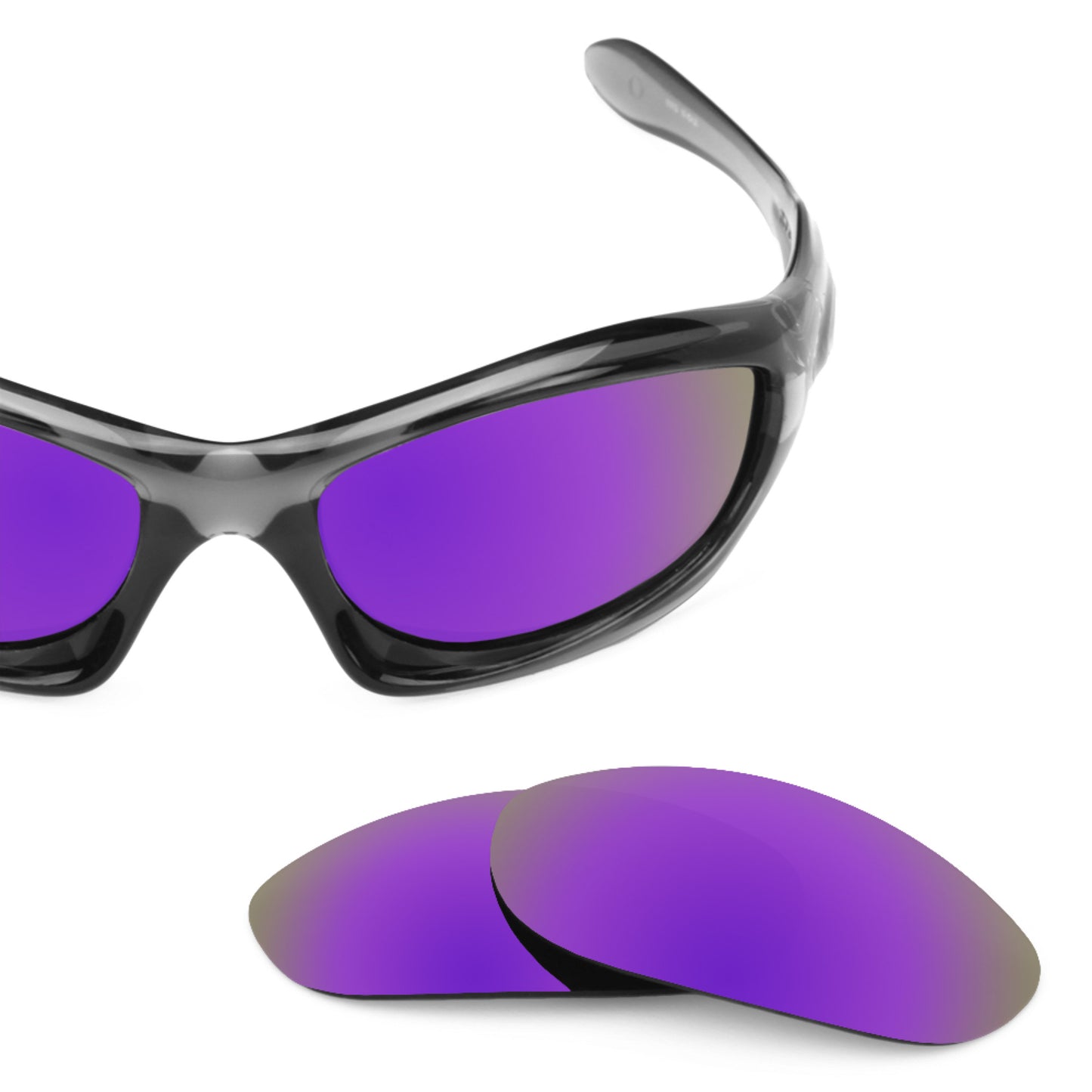 Oakley Monster Dog frame with Revant replacement Polarized Plasma Purple lenses