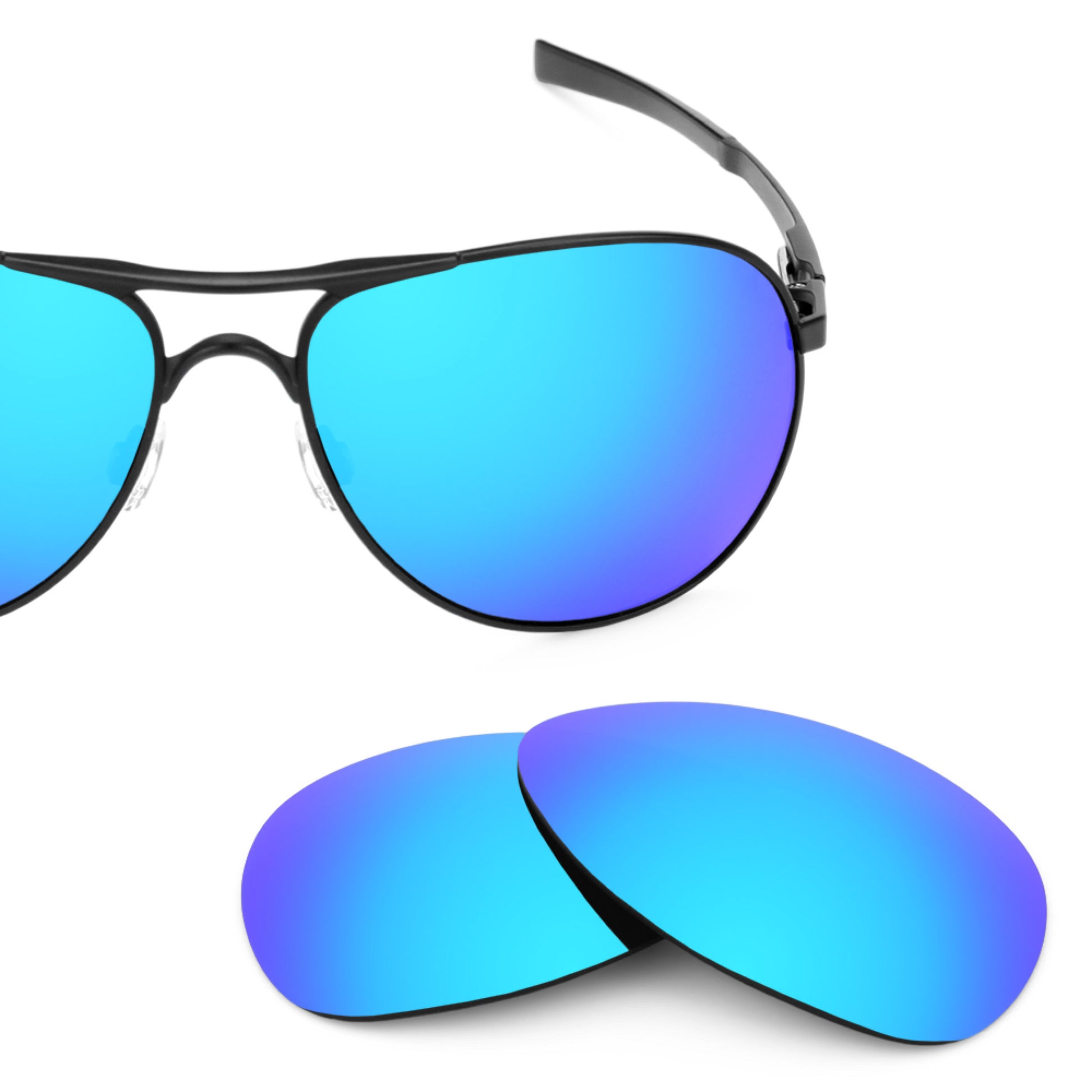 Oakley Plaintiff frame with Revant replacement Polarized Ice Blue lenses