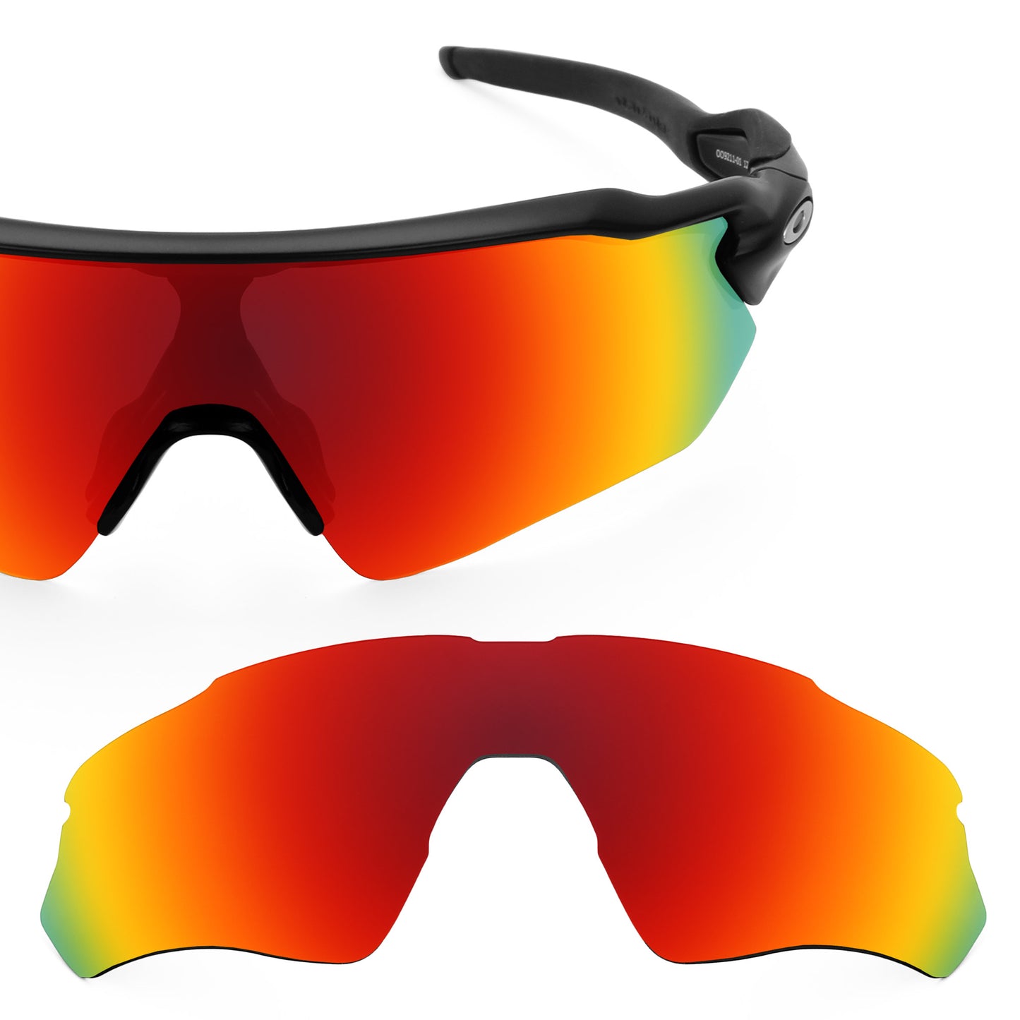 Oakley Radar EV Path frame with Revant replacement Polarized Fire Red lenses